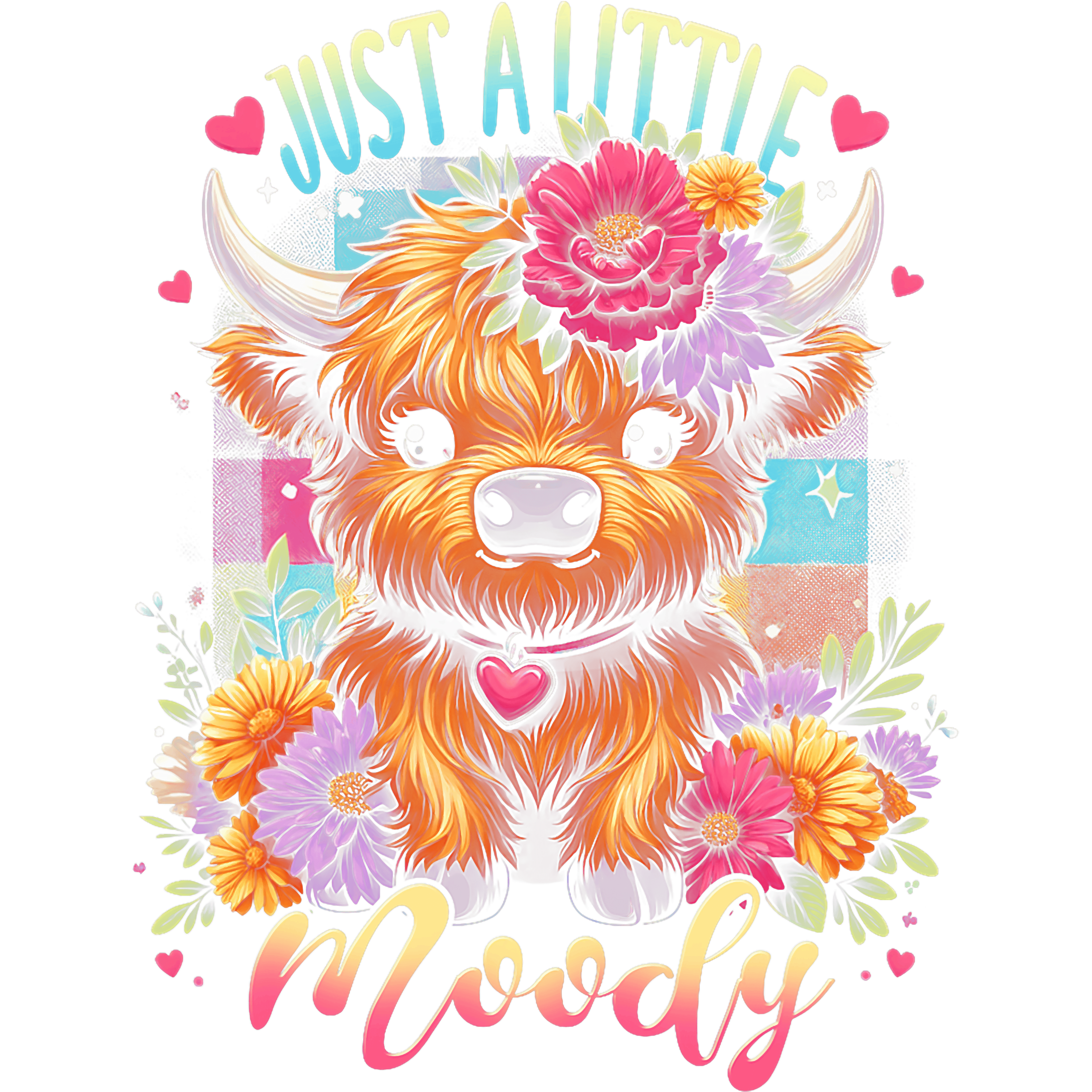 Just A Little Moody Cute Highland Cow DTF Transfer