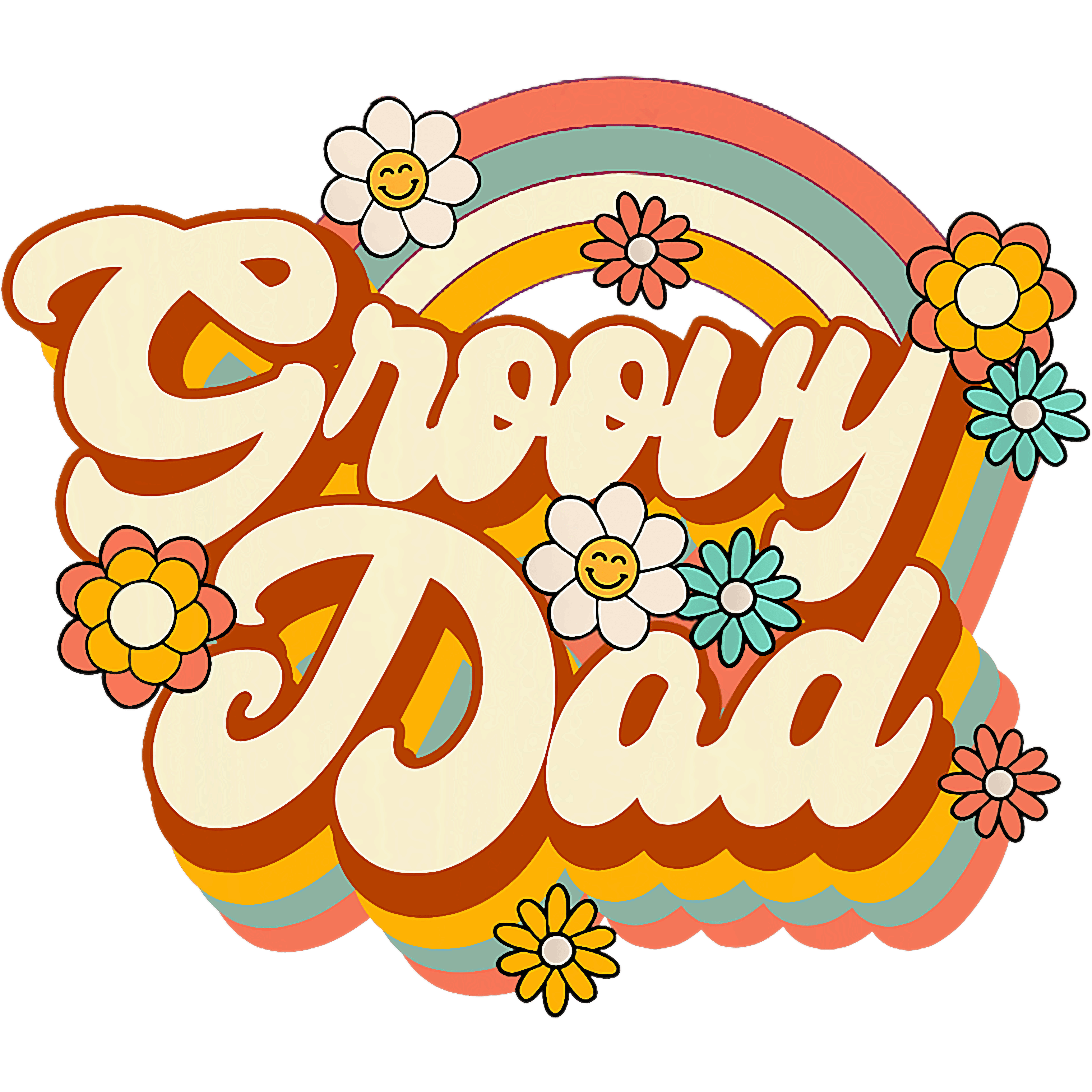 Groovy Dad Retro Hippie Fathers Day DTF Transfer