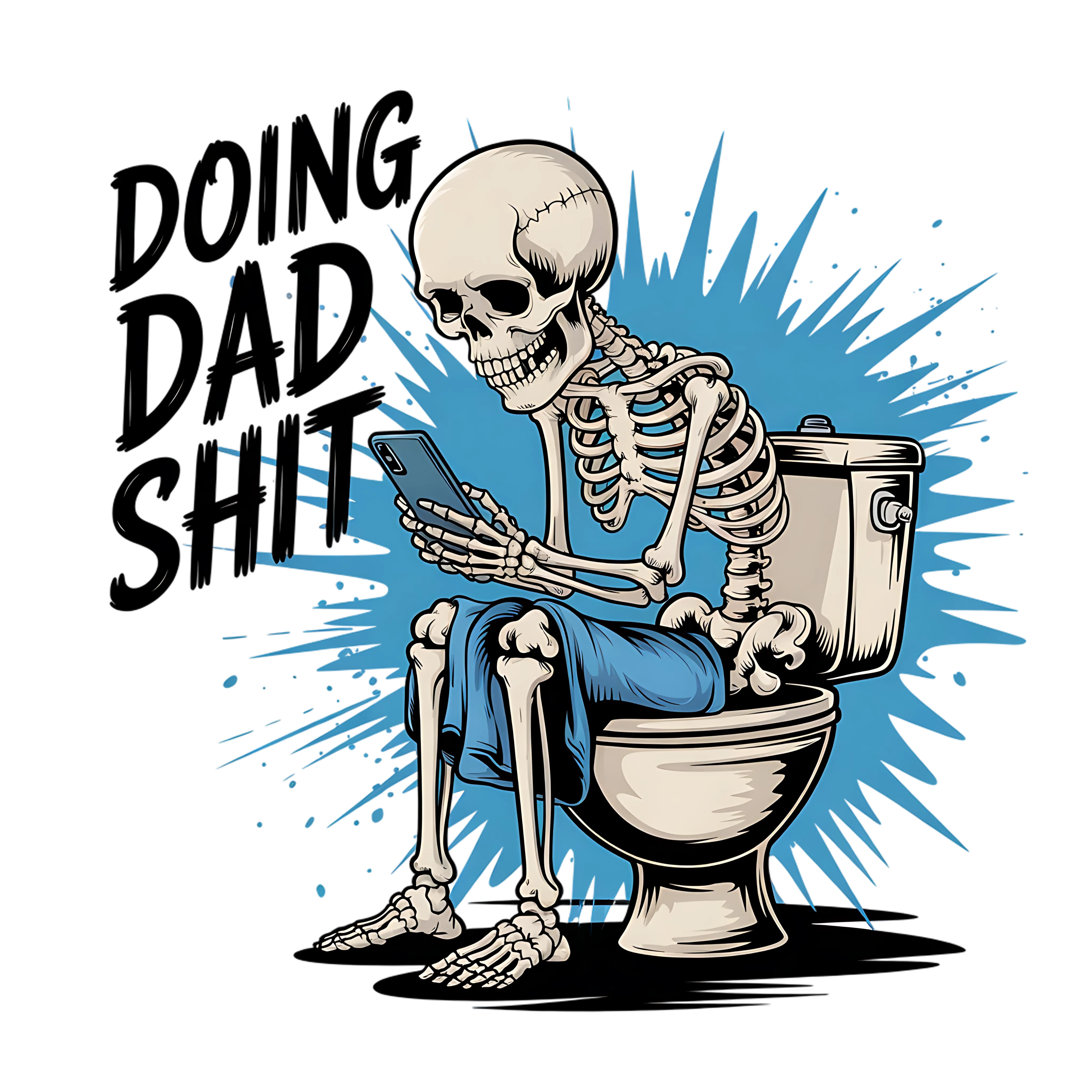Funny Skeleton Phone Dad DTF Transfer