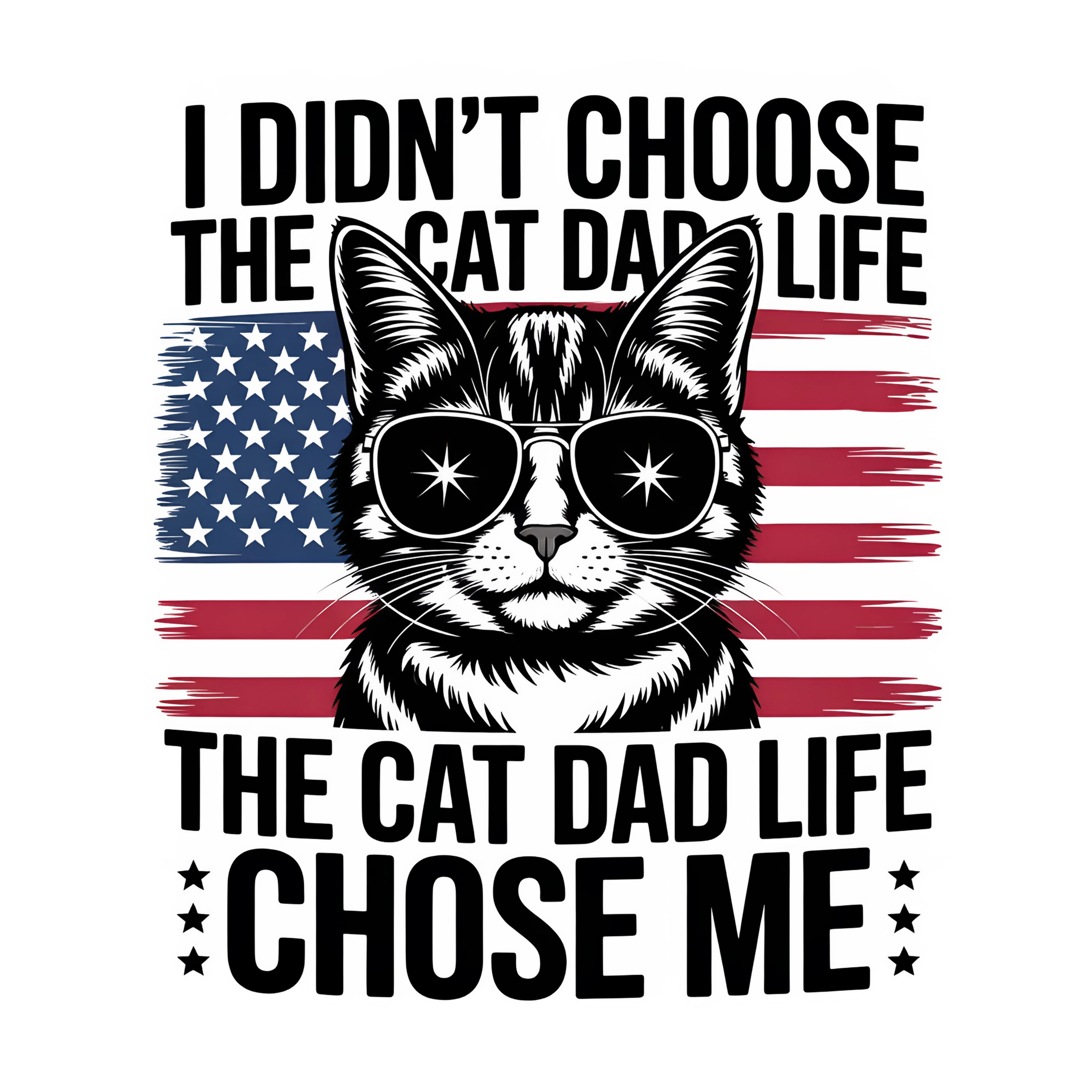 Patriotic Cat Dad DTF Transfer