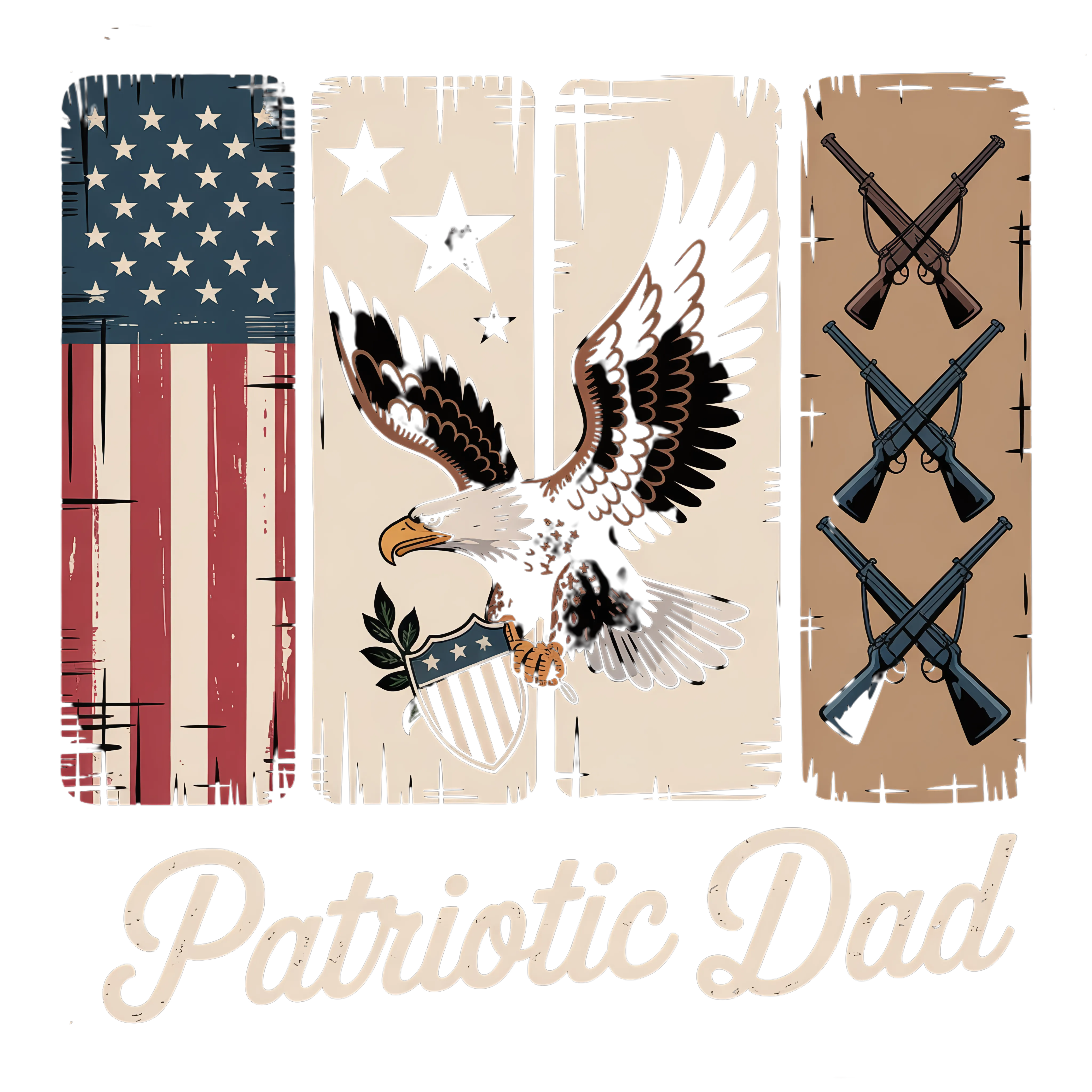 Patriotic Dad Eagle And Rifles DTF Transfer