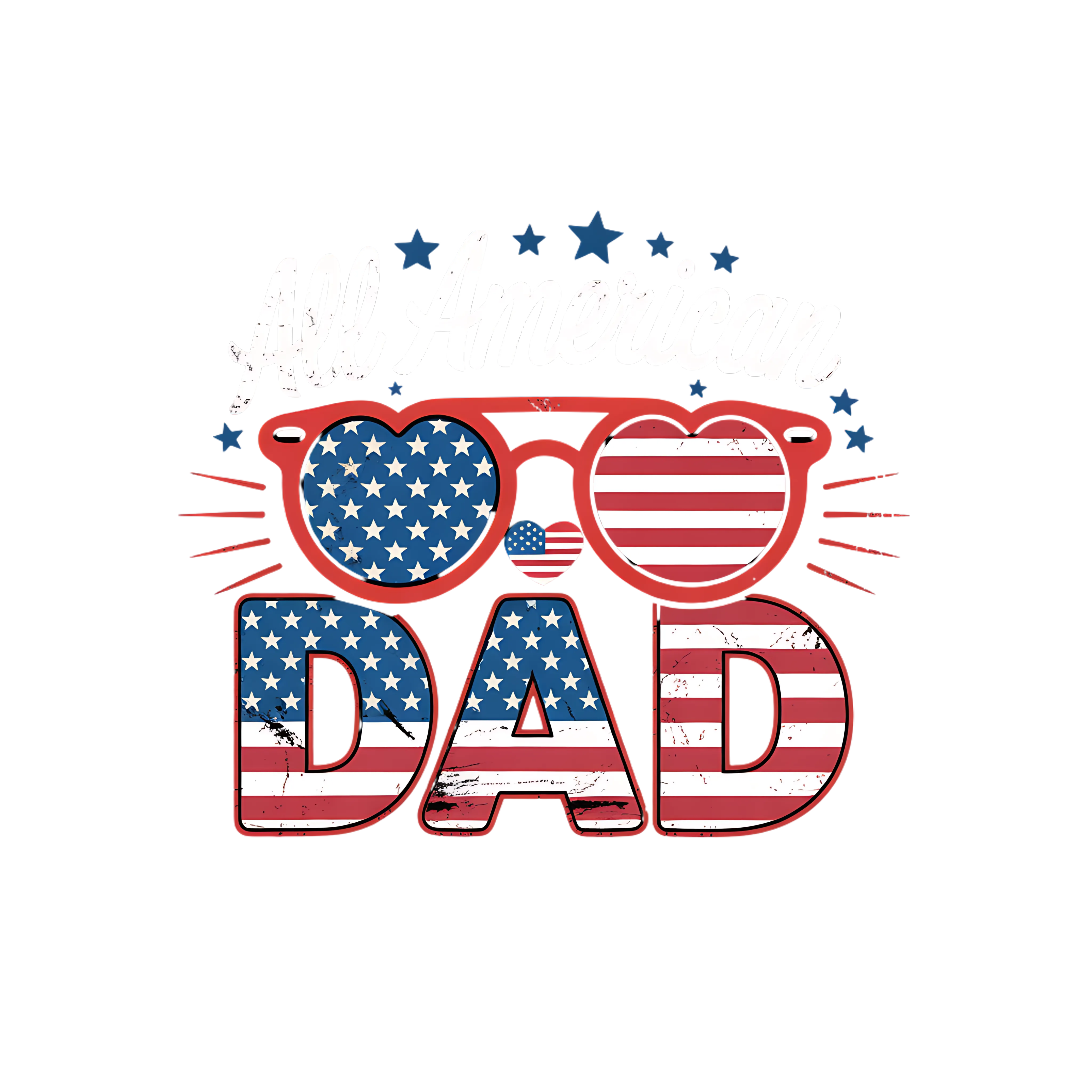 All American Dad Heart Sunglasses DTF Transfer