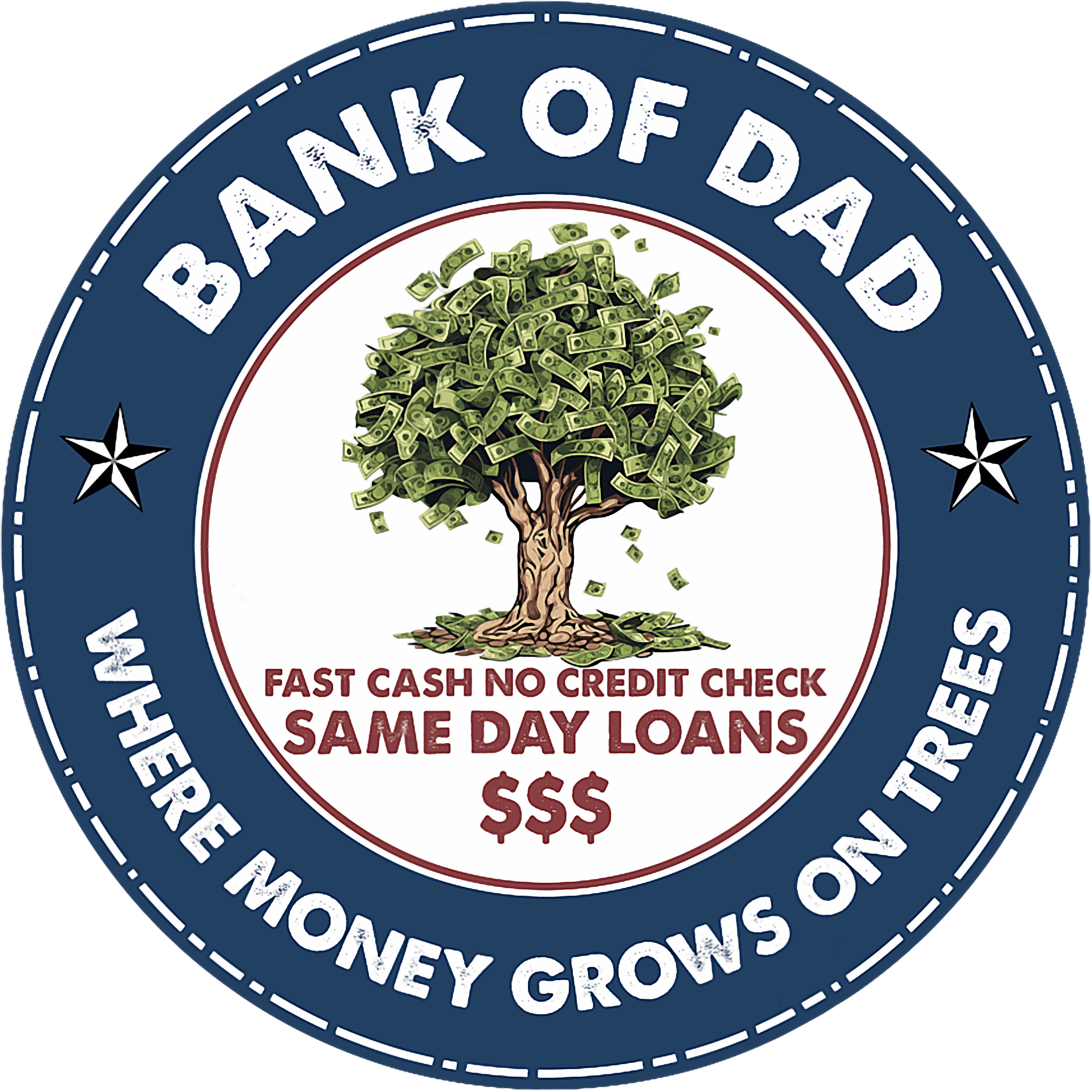 Bank Of Dad Where Money Grows On Trees DTF Transfer