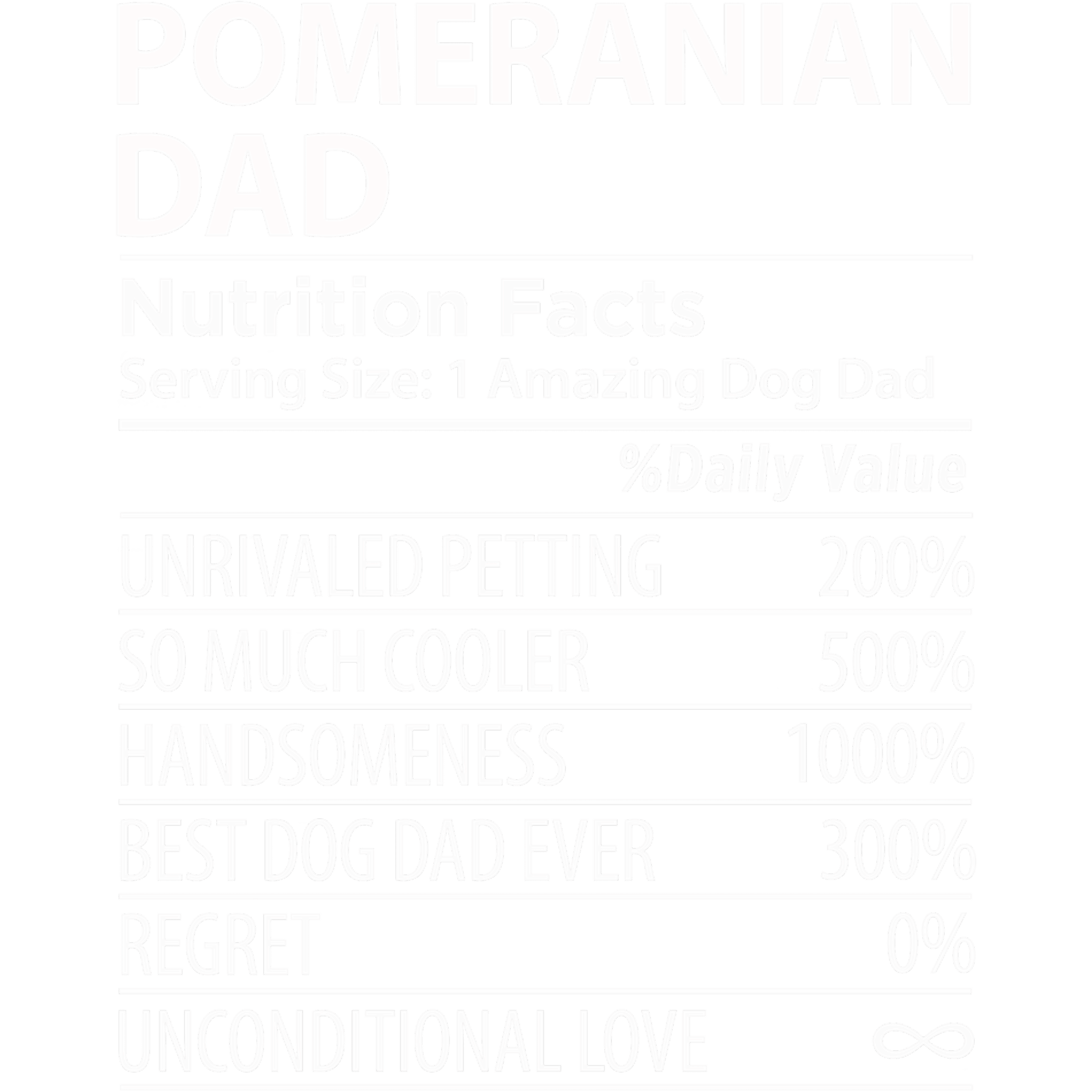Pomeranian Dad Nutrition Facts DTF Transfer