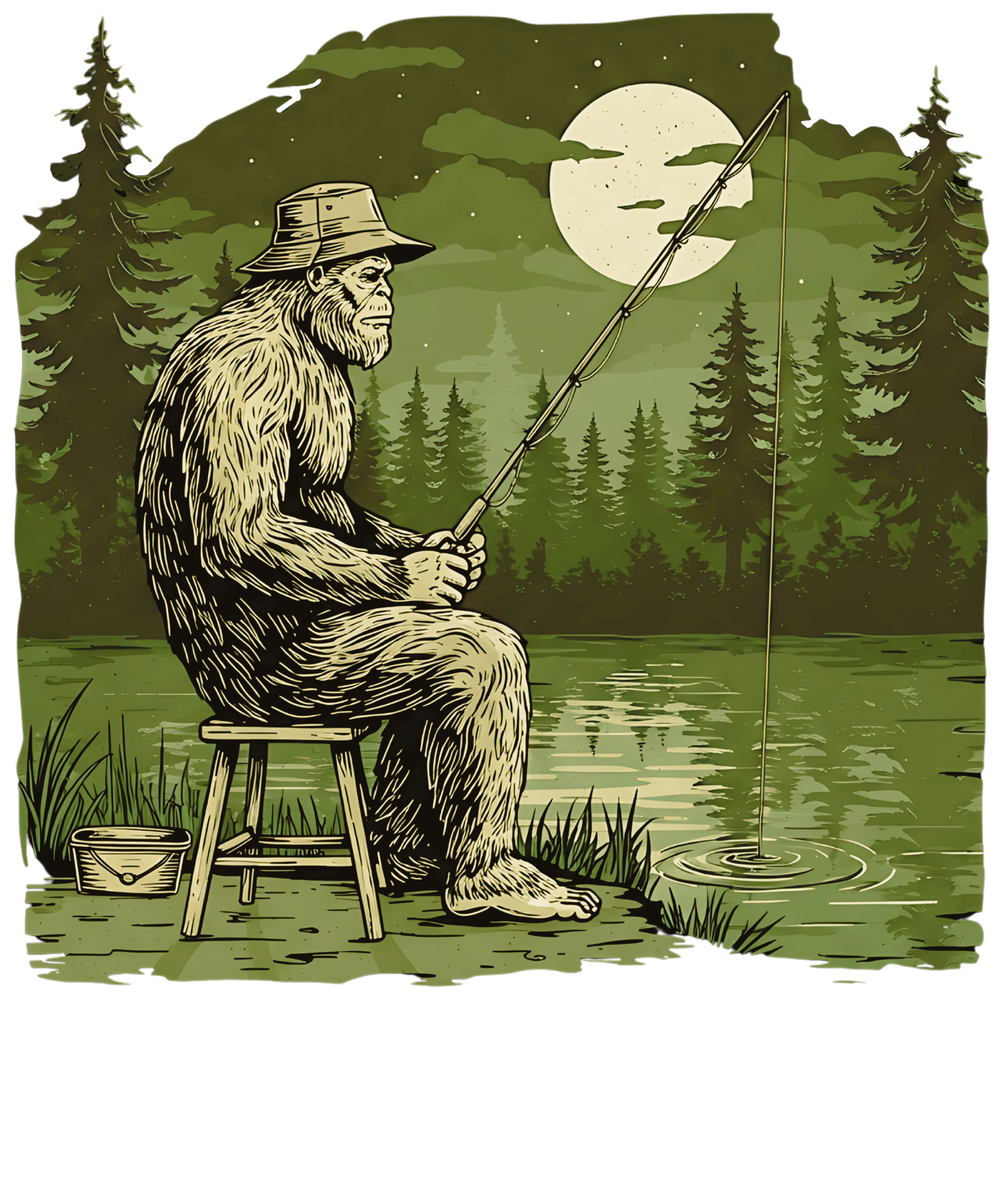 Bigfoot Night Fishing DTF Transfer