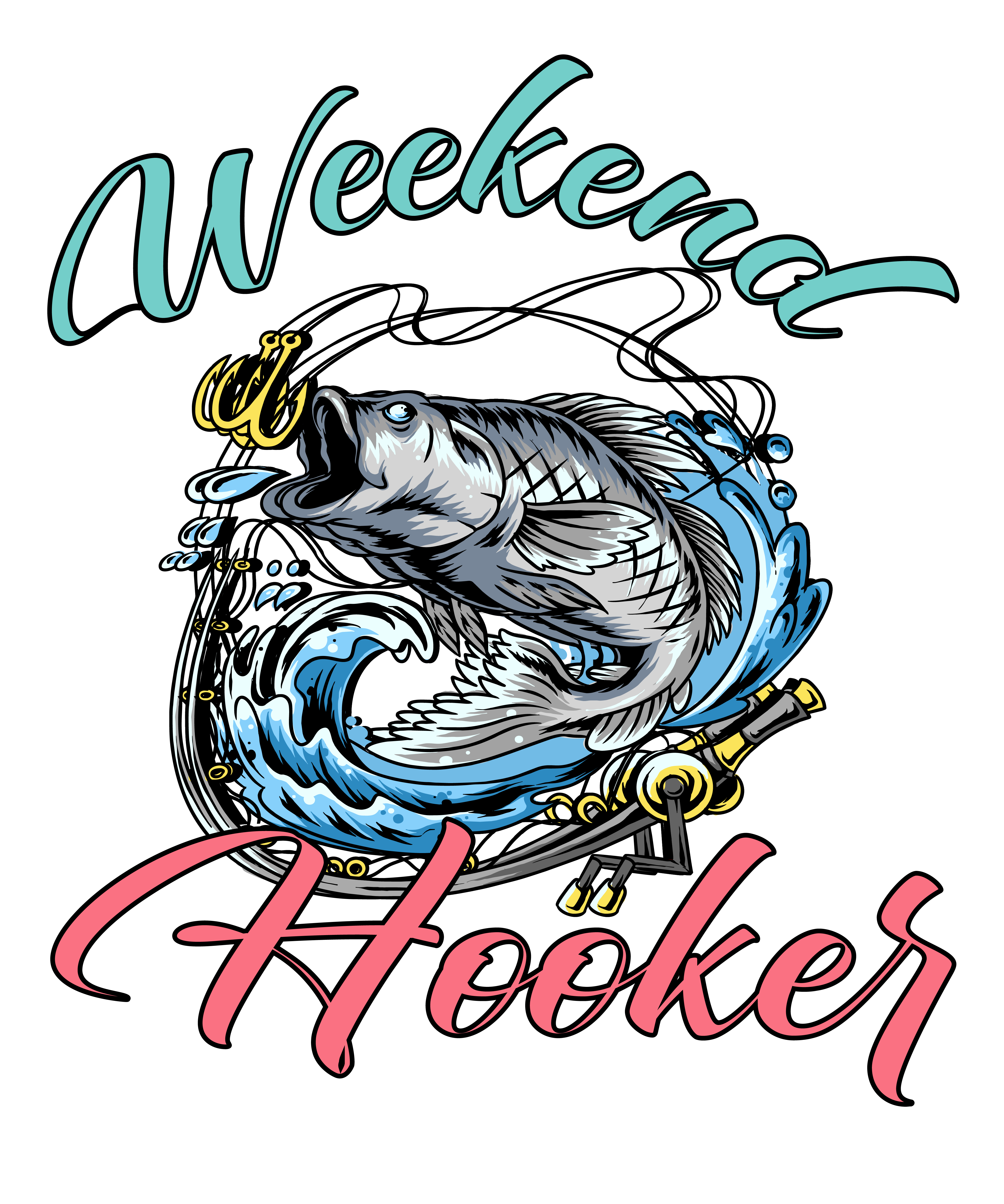 Weekend Fishing Hooker DTF Transfer