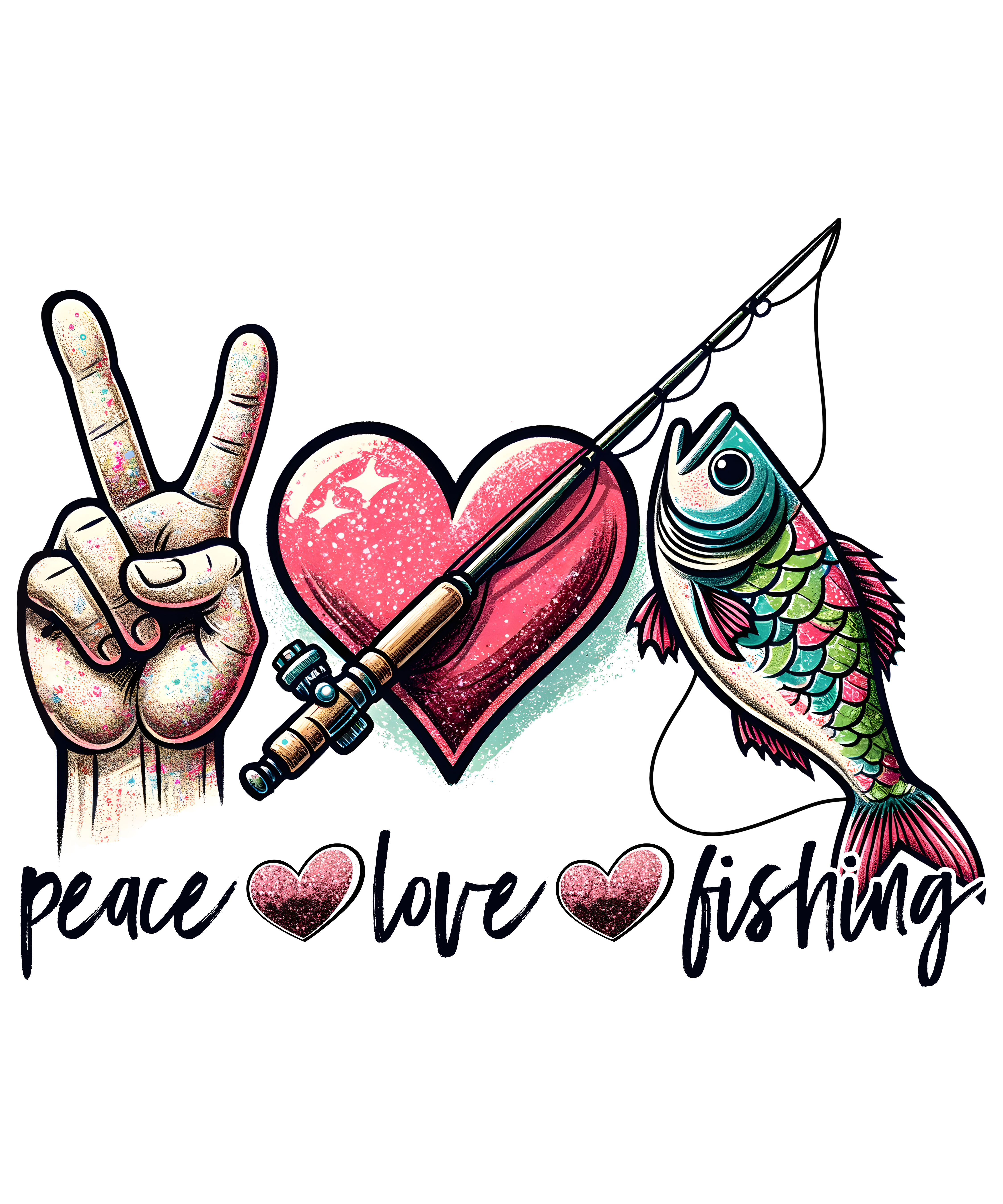 Peace Love Fishing DTF Transfer