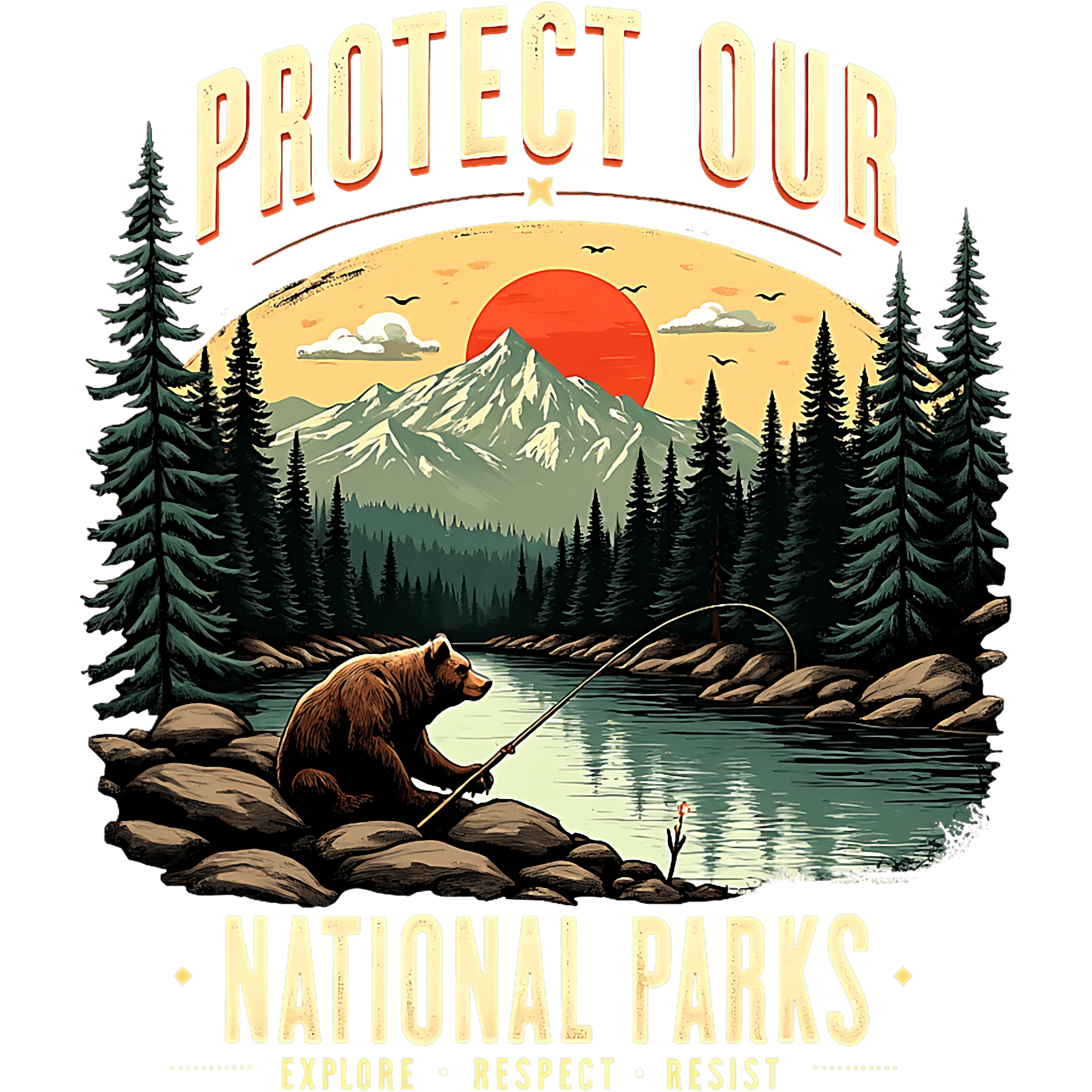Protect Our National Parks Fishing DTF Transfer