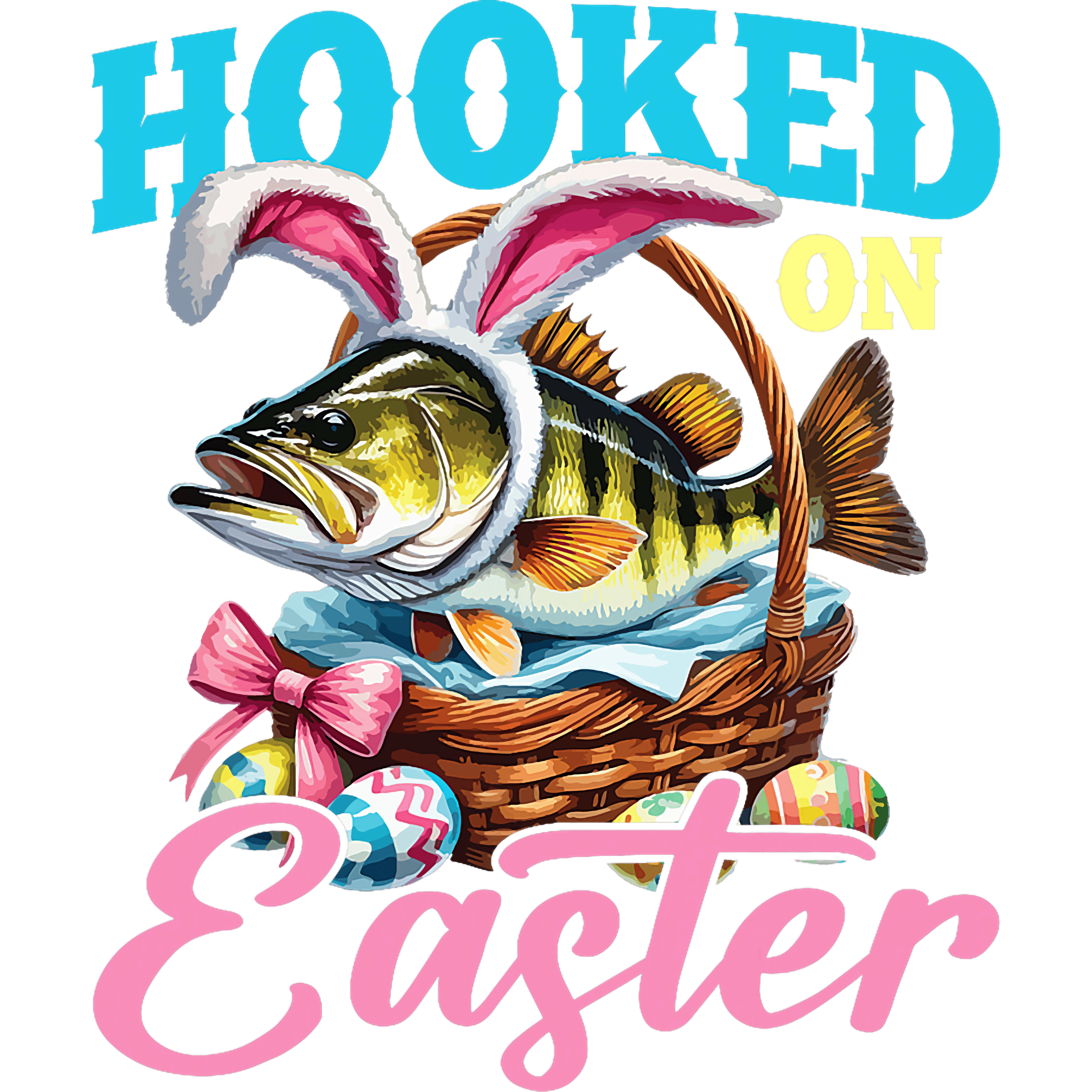 Hooked On Easter Fishing Fish Bunny DTF Transfer