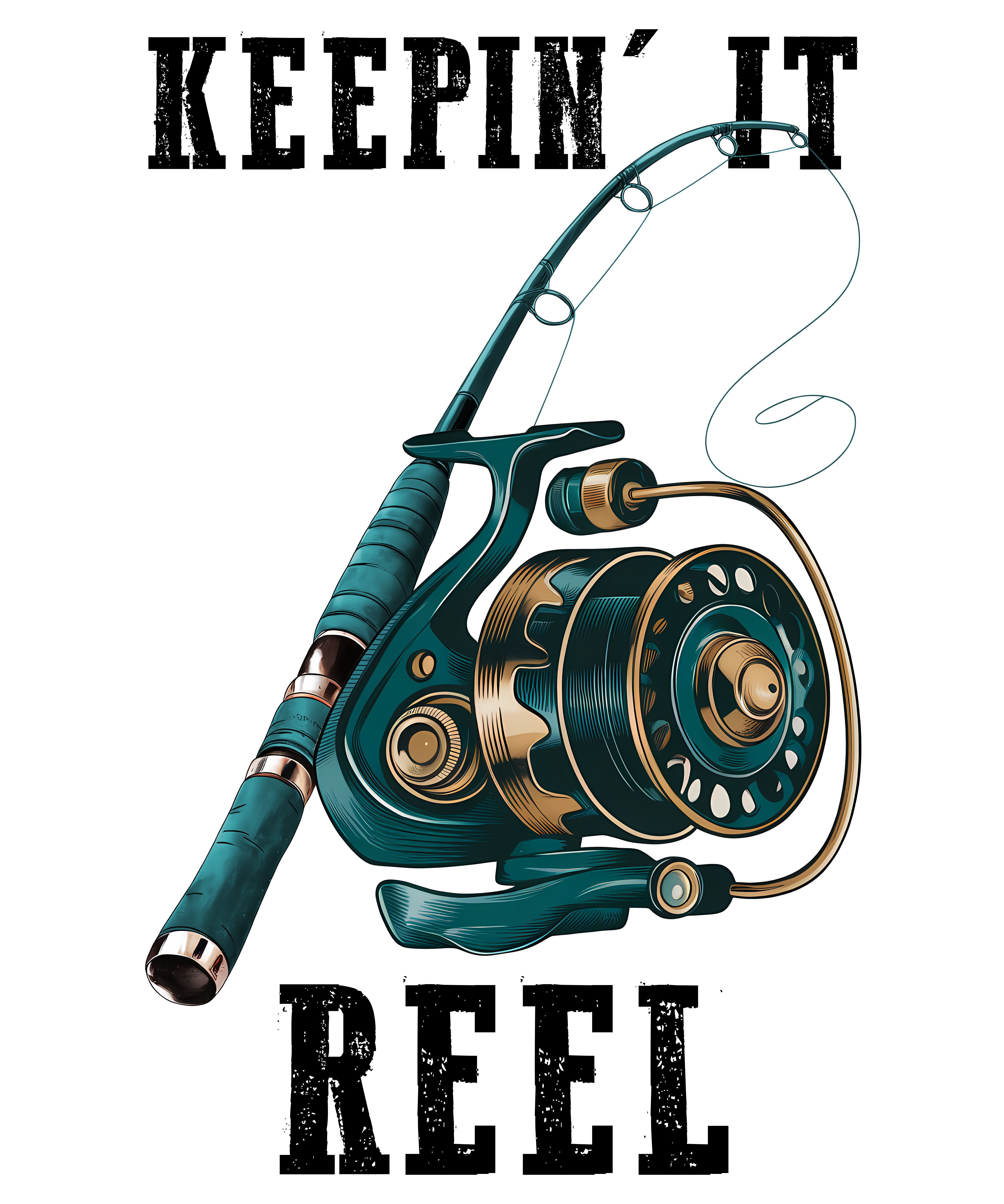 Vintage Fishing Rod DTF Transfer