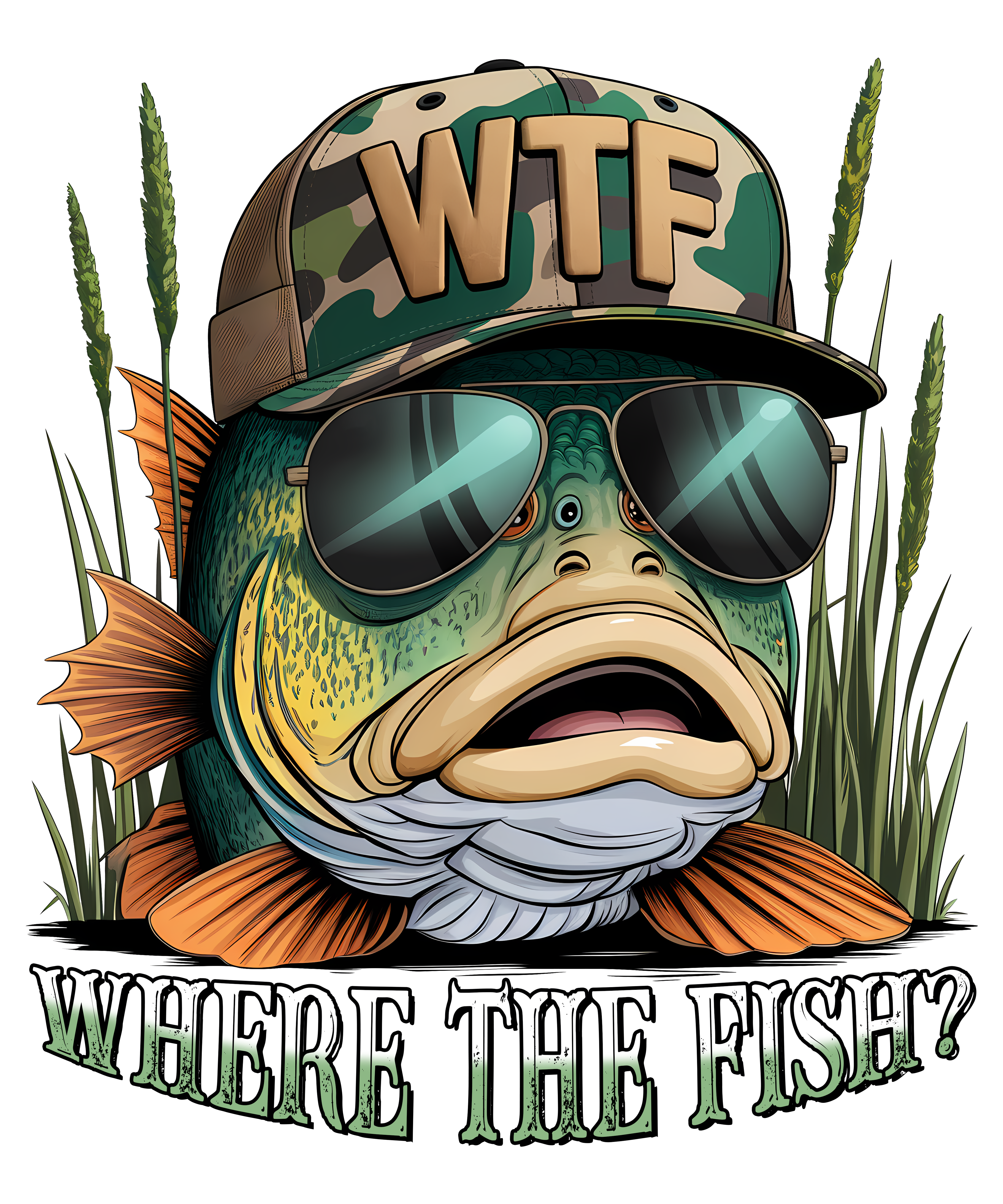 Funny Fishing Fish DTF Transfer