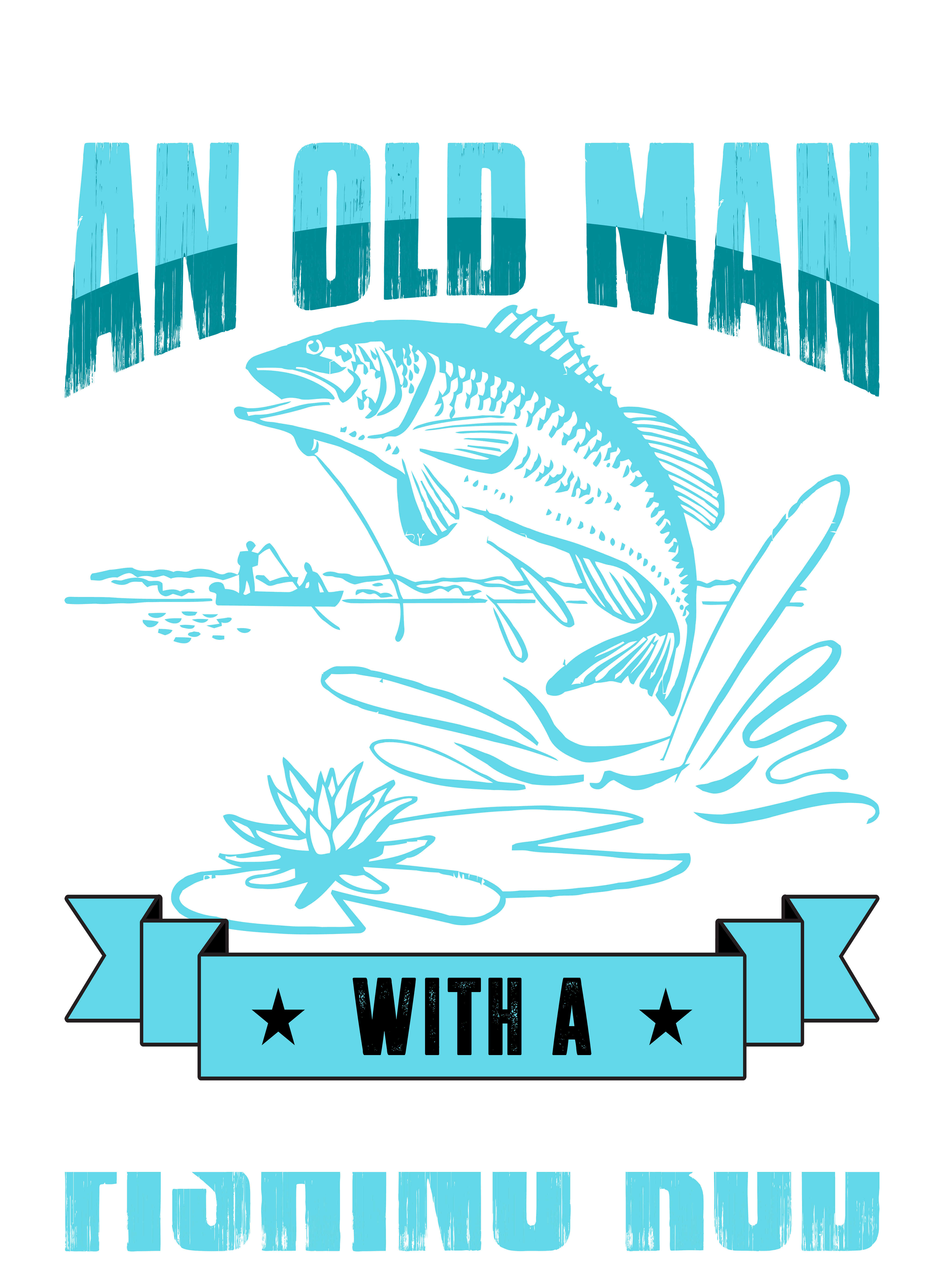 Old Man Fishing Legend DTF Transfer