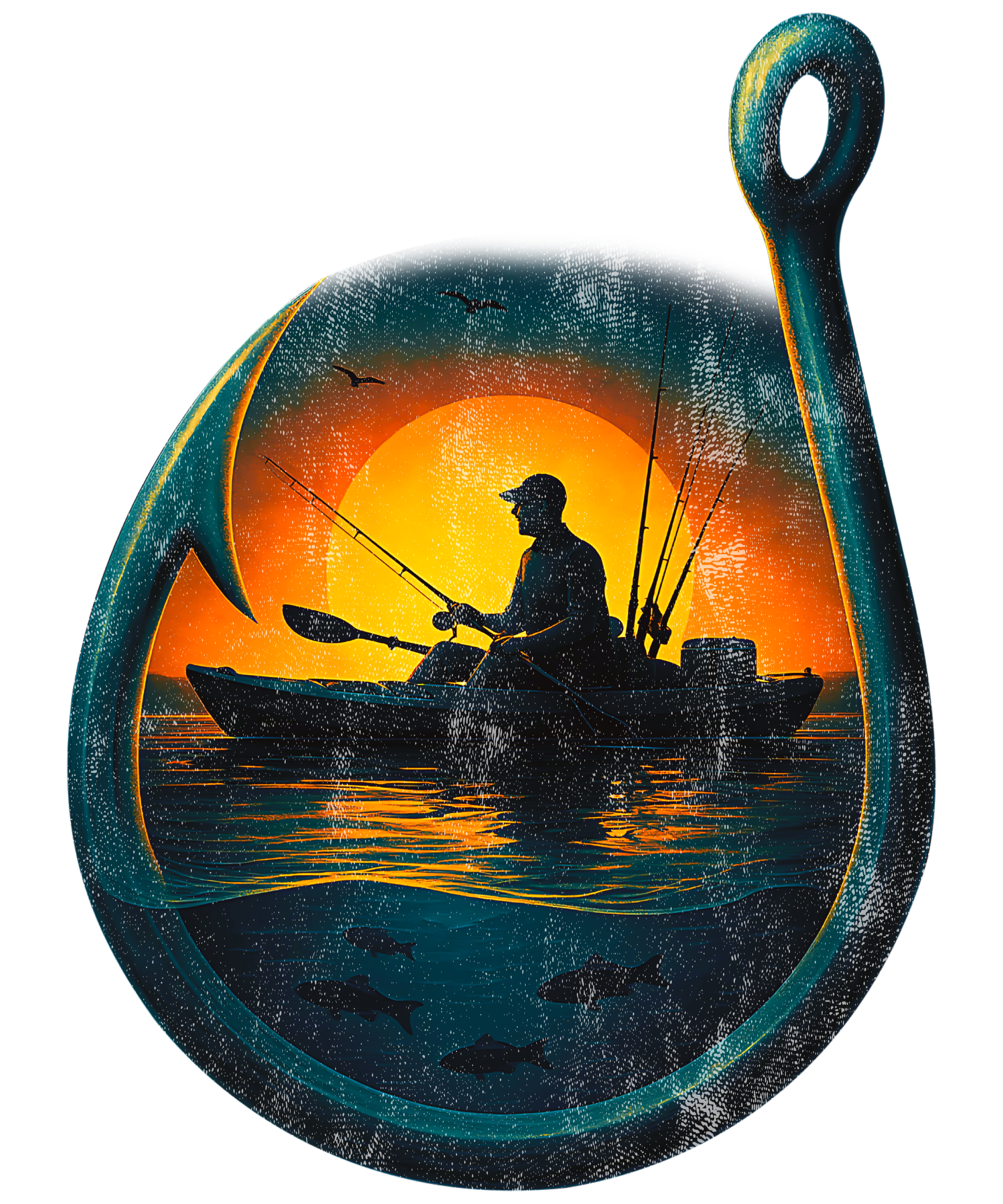 Sunset Kayak Fishing DTF Transfer