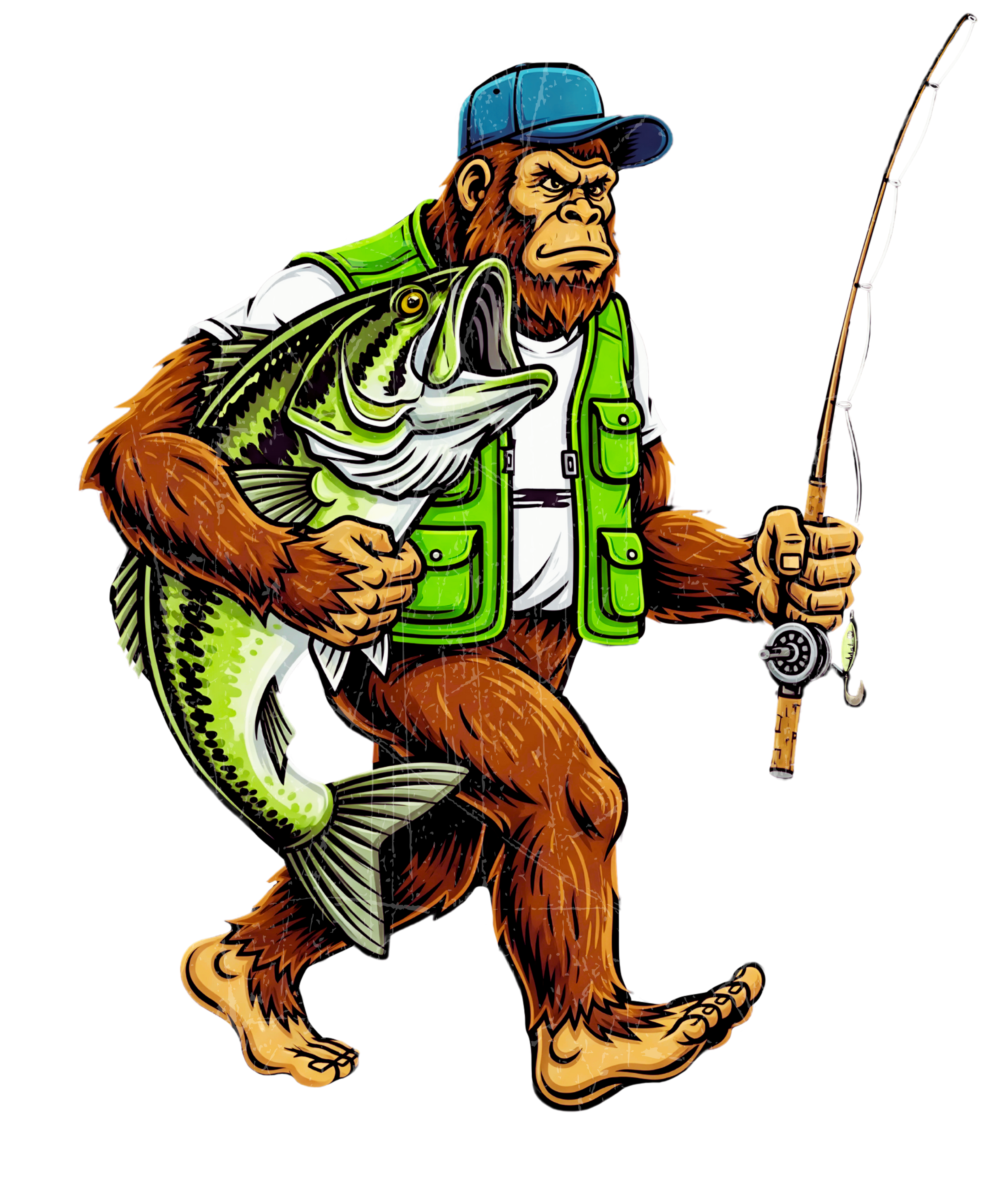 Bigfoot Bass Fishing DTF Transfer