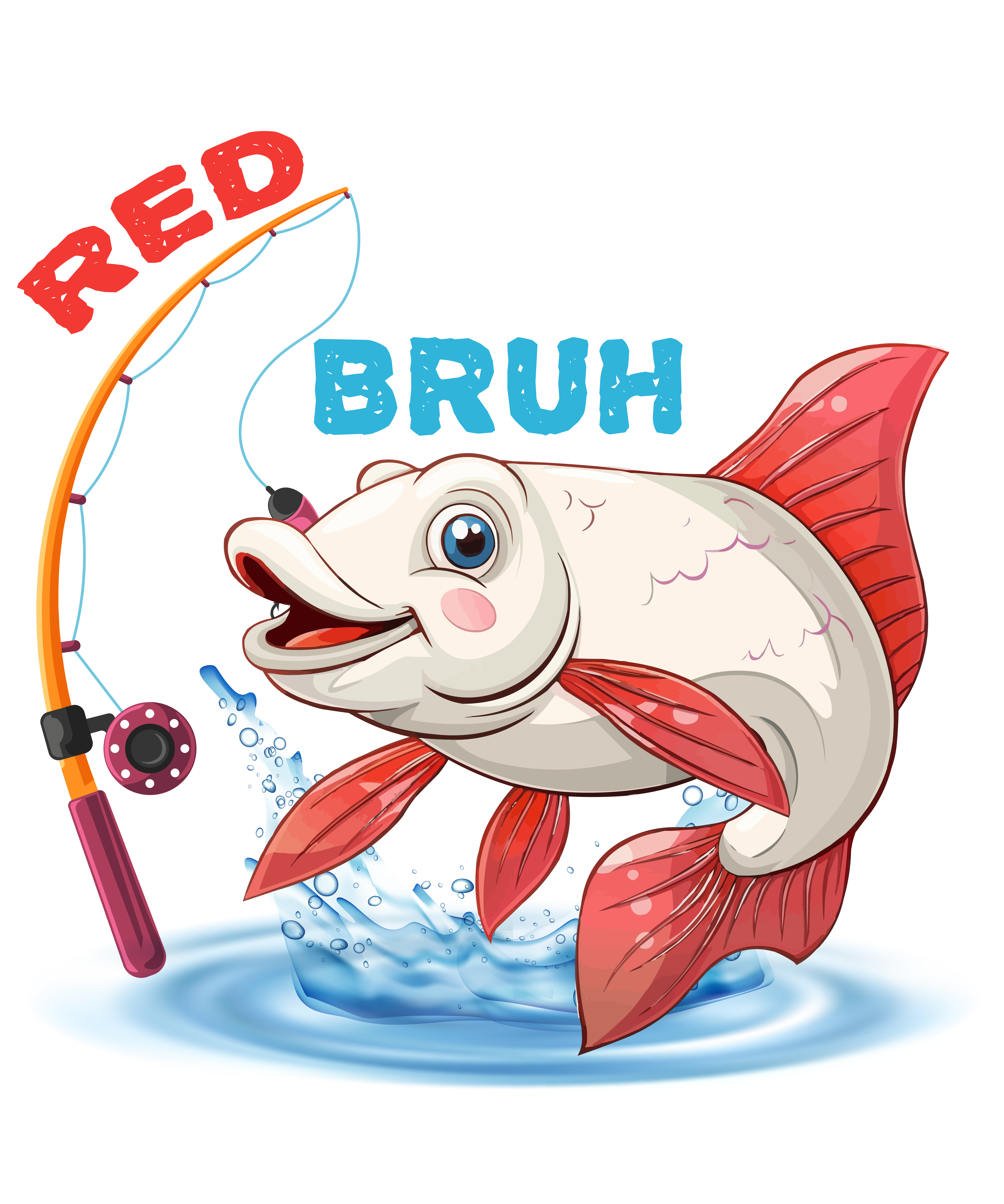 Red White And Bruh Fishing DTF Transfer