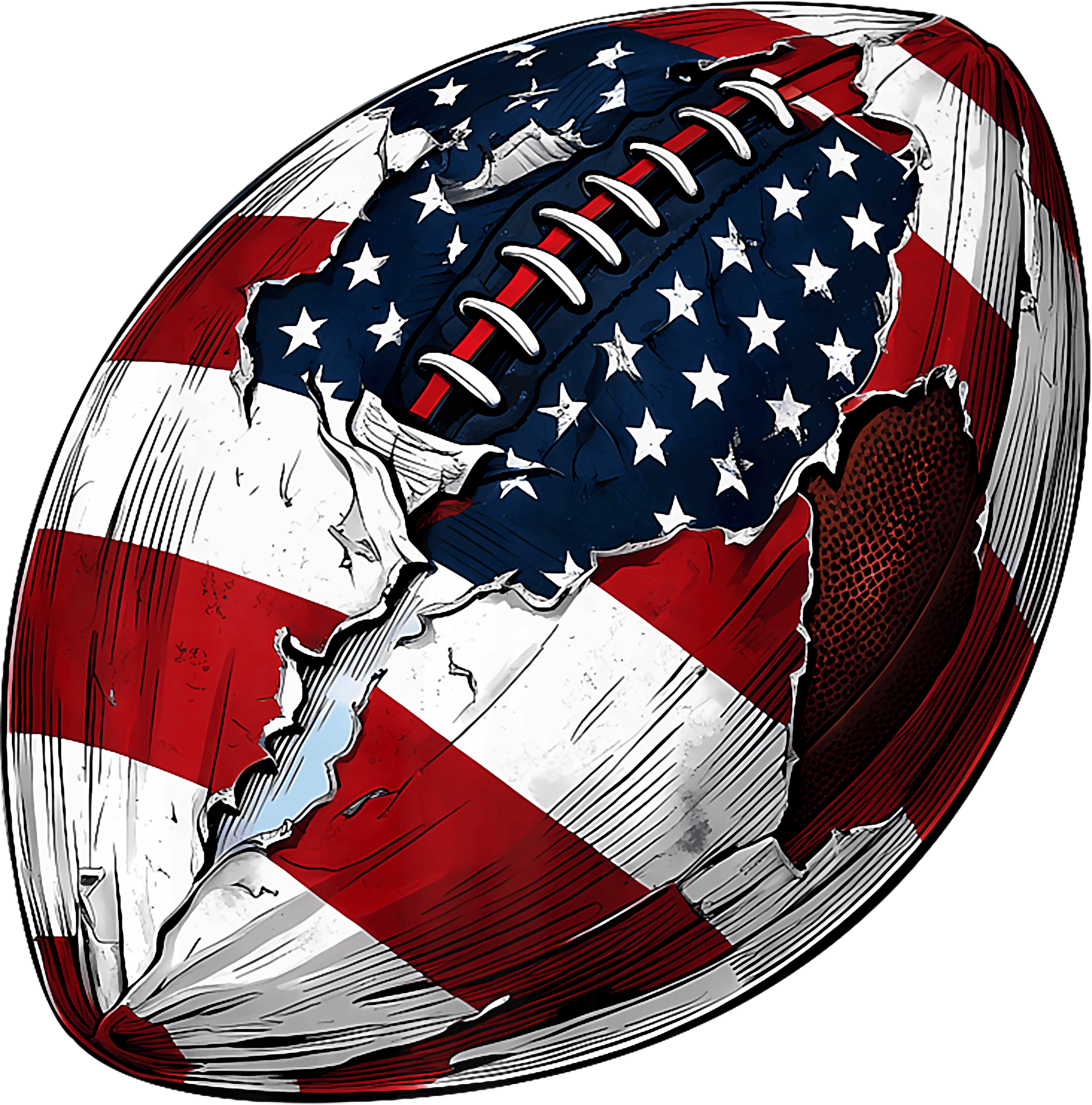 American Flag Football Patriotic USA Football DTF Transfer