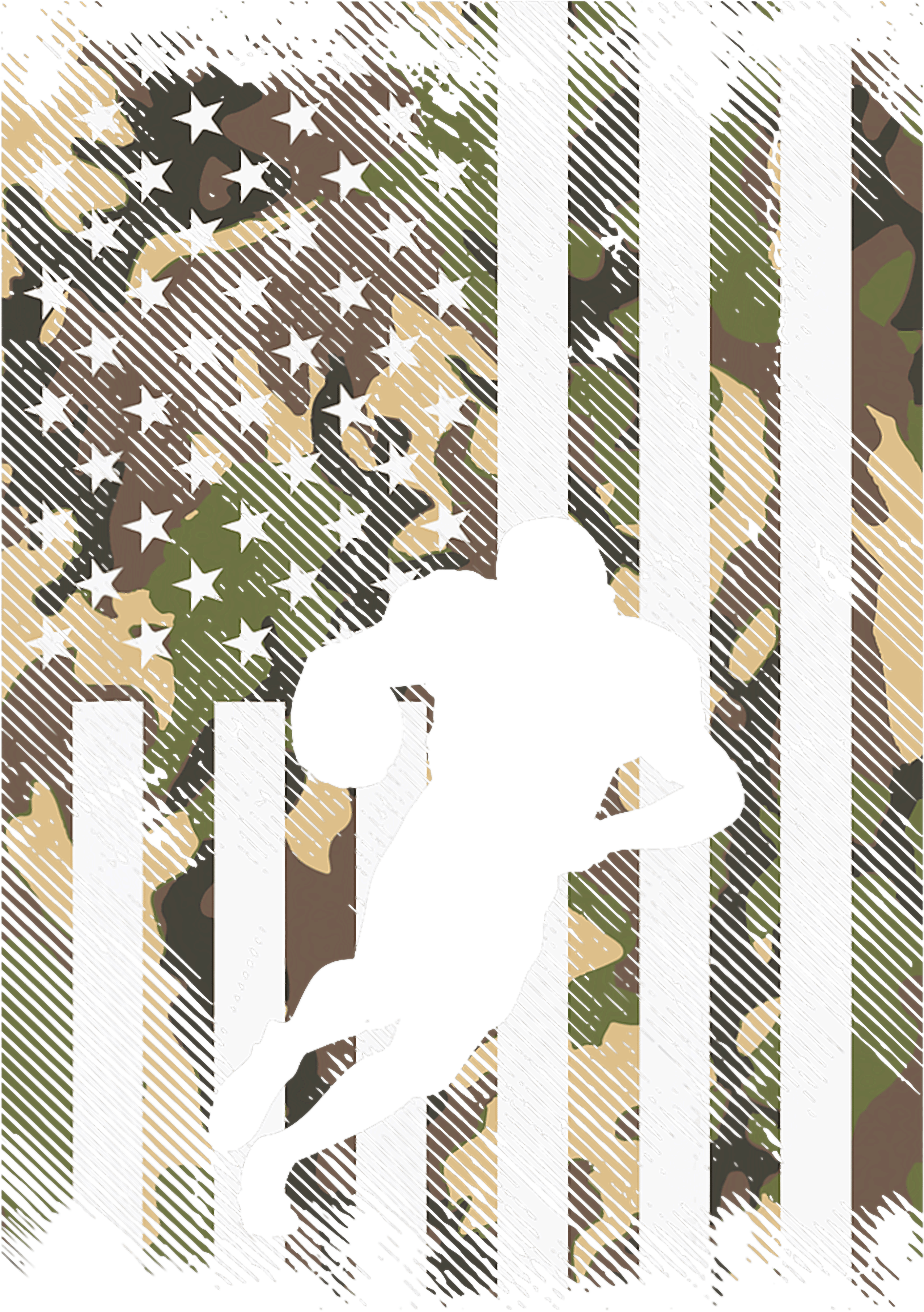 Patriotic Camo American Flag Football Player USA DTF Transfer