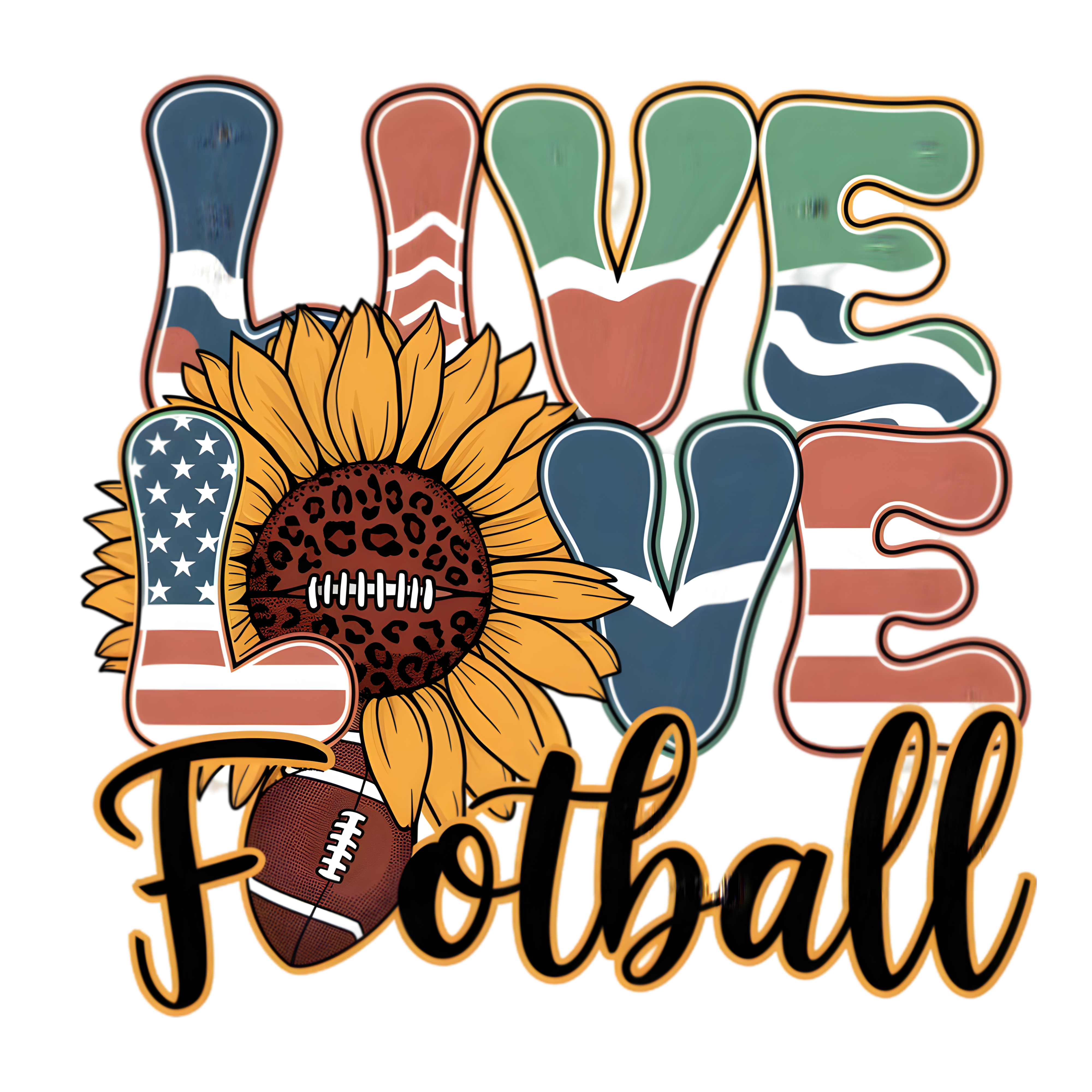 Sunflower Love Football Graphic DTF Transfer