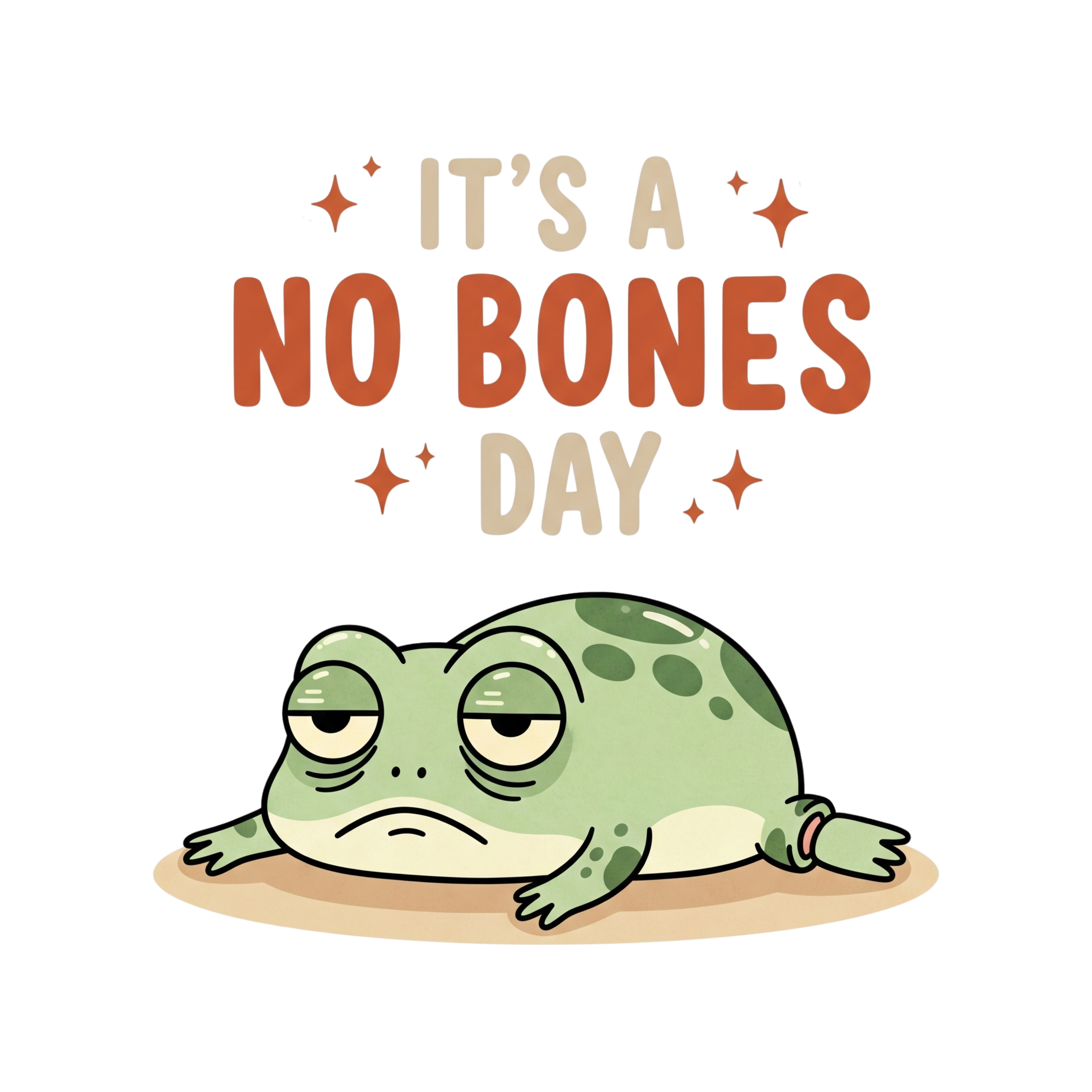 No Bones Day Tired Frog DTF Transfer