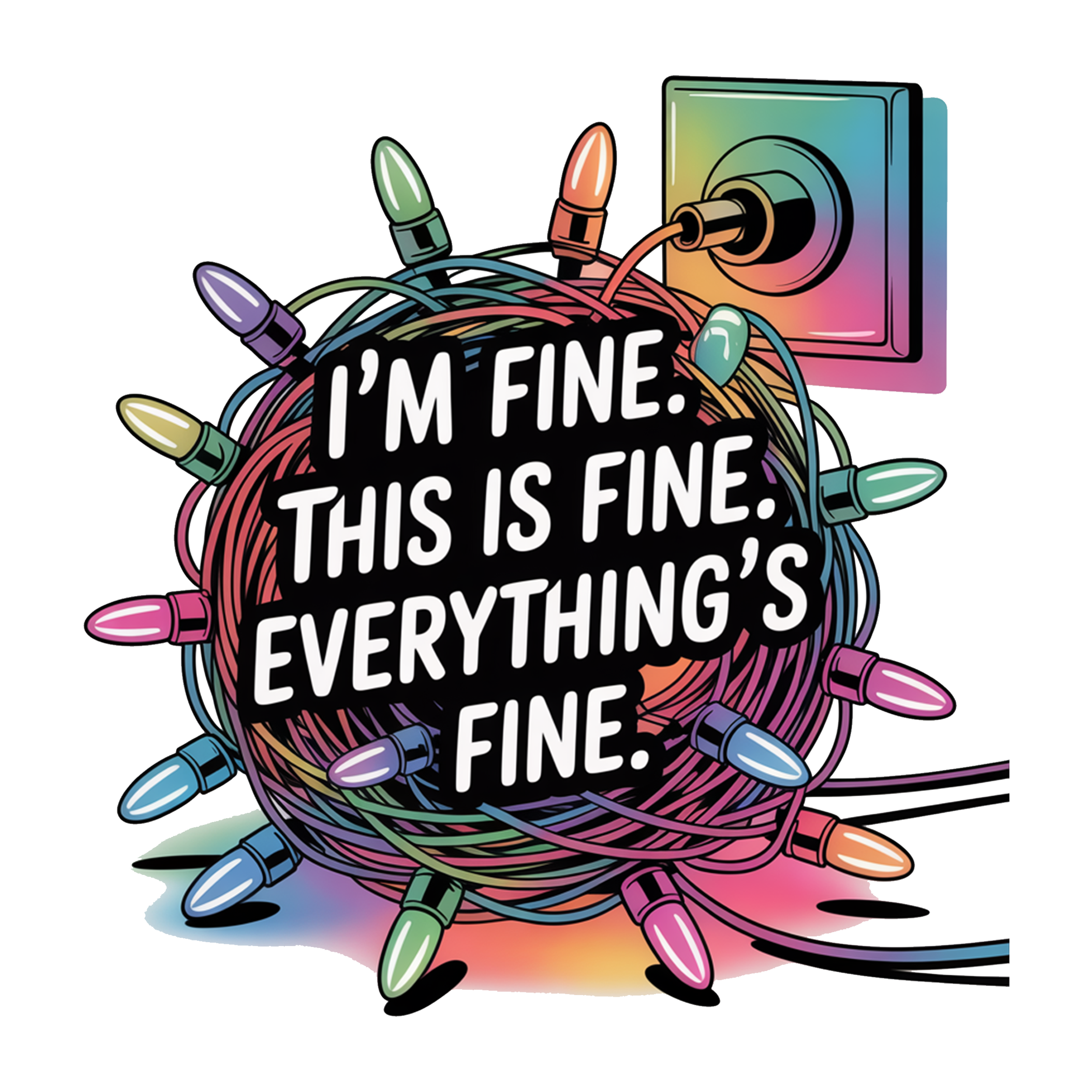 Everything Is Fine Tangled Lights DTF Transfer