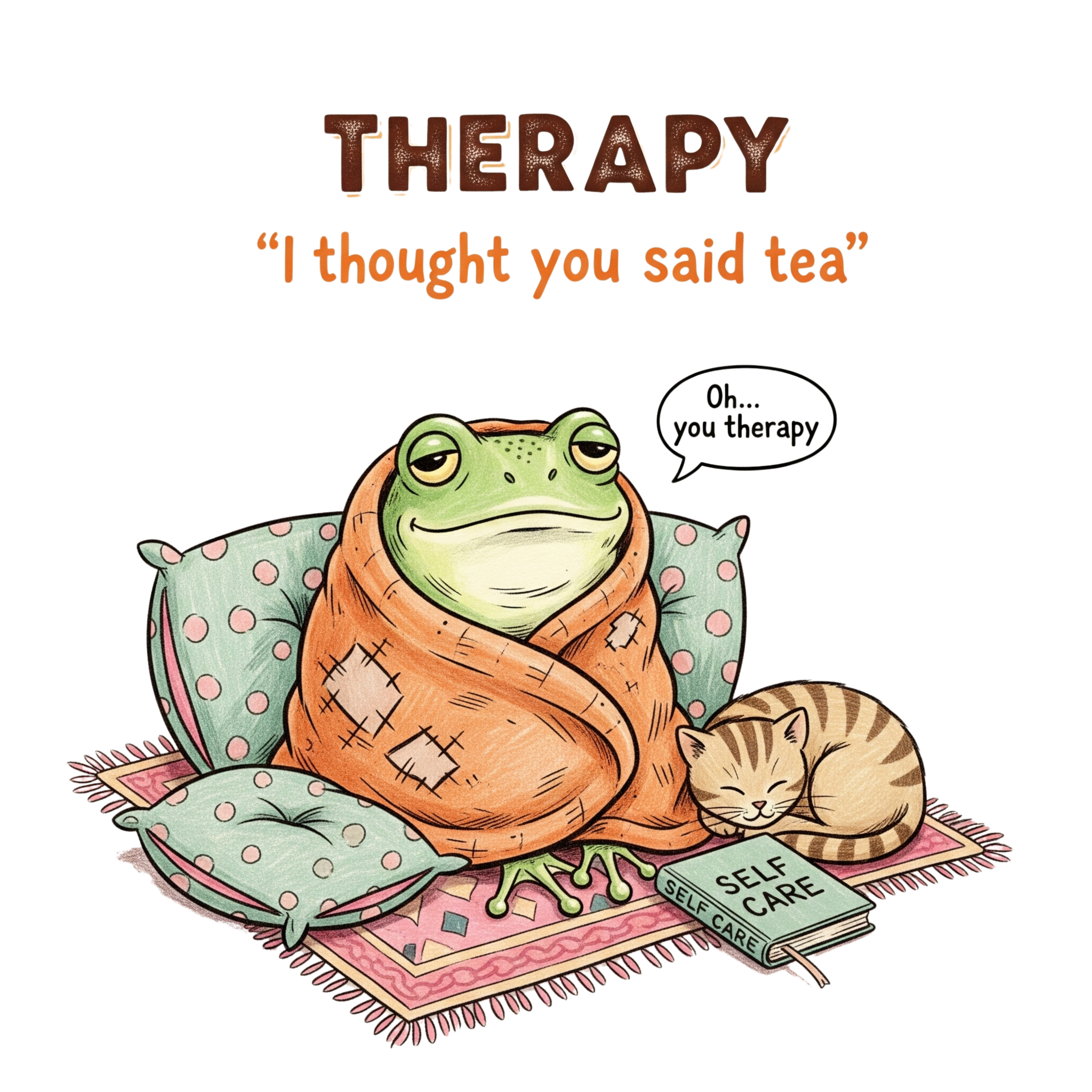 Therapy And Self Care Frog Humor DTF Transfer