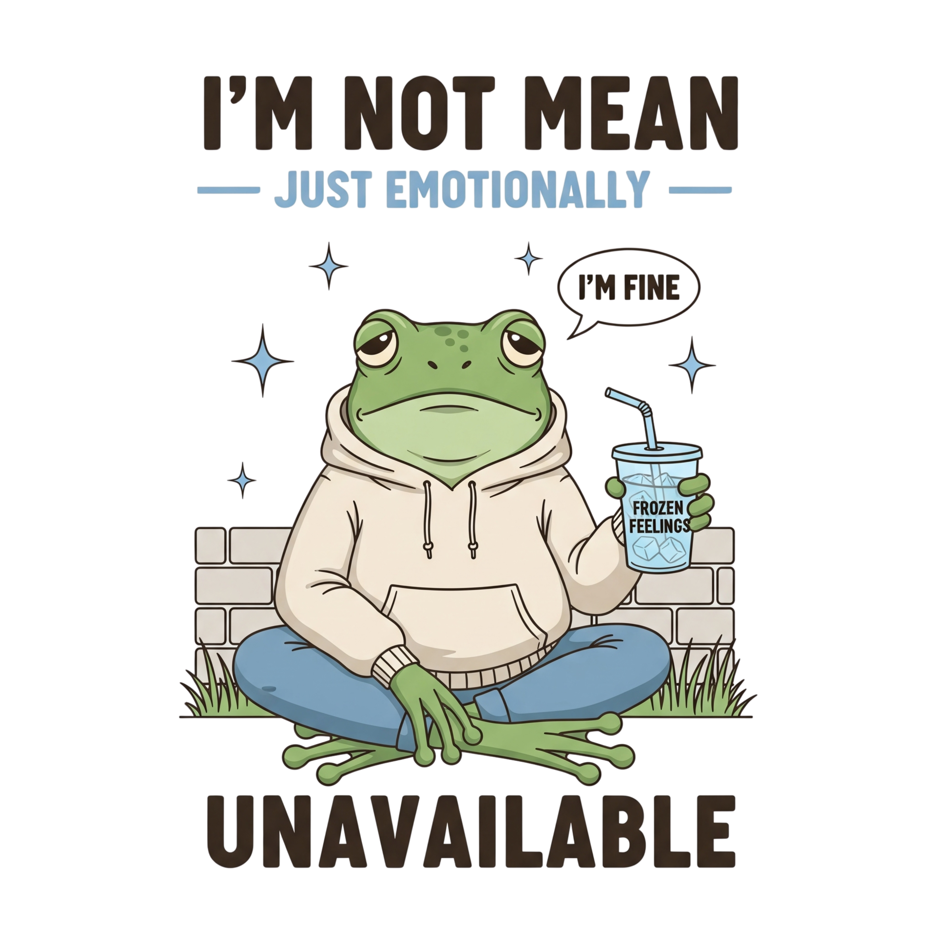 Emotionally Unavailable Frog Humor DTF Transfer