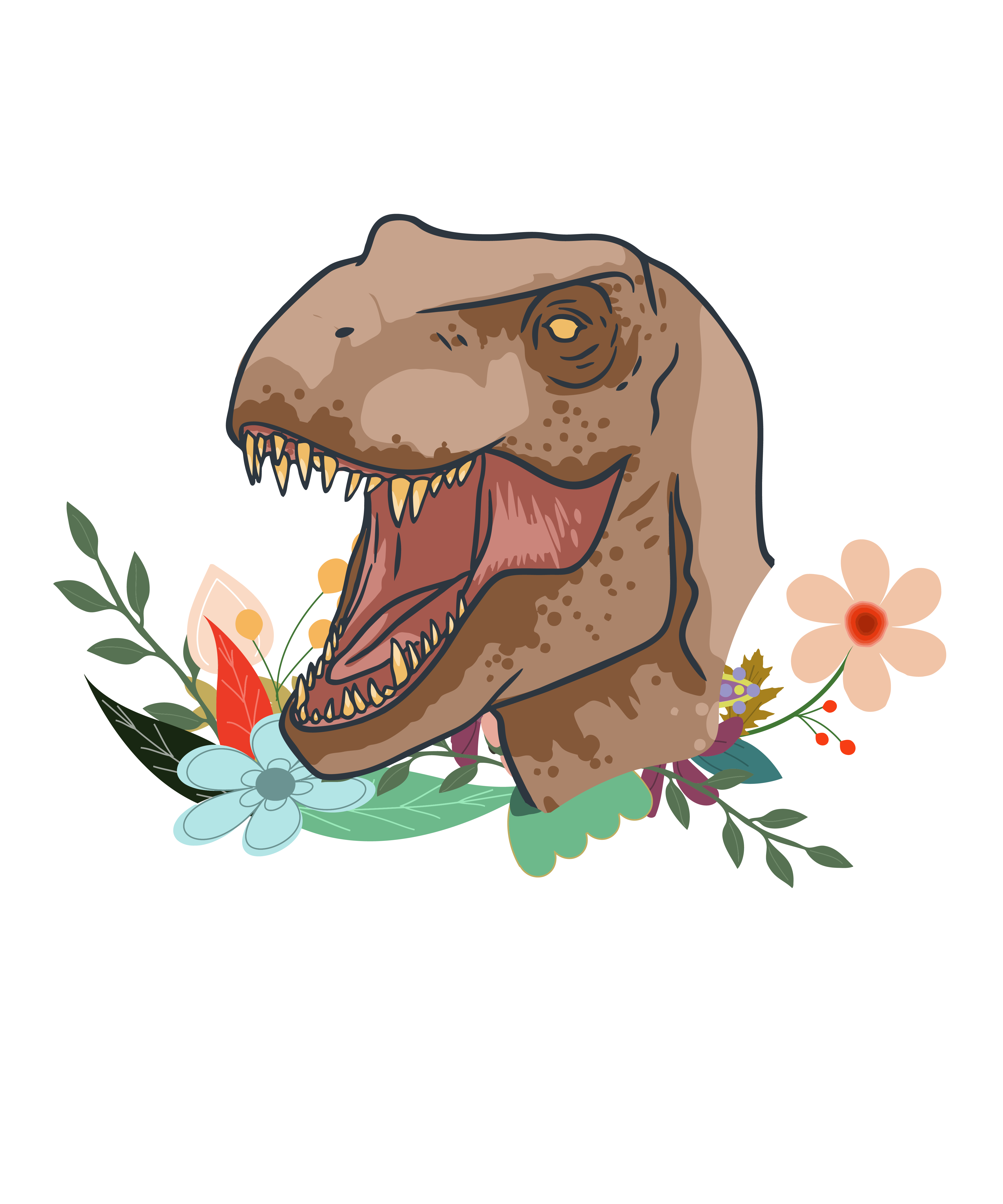 Dinosaurs Eat Man Floral Humor DTF Transfer