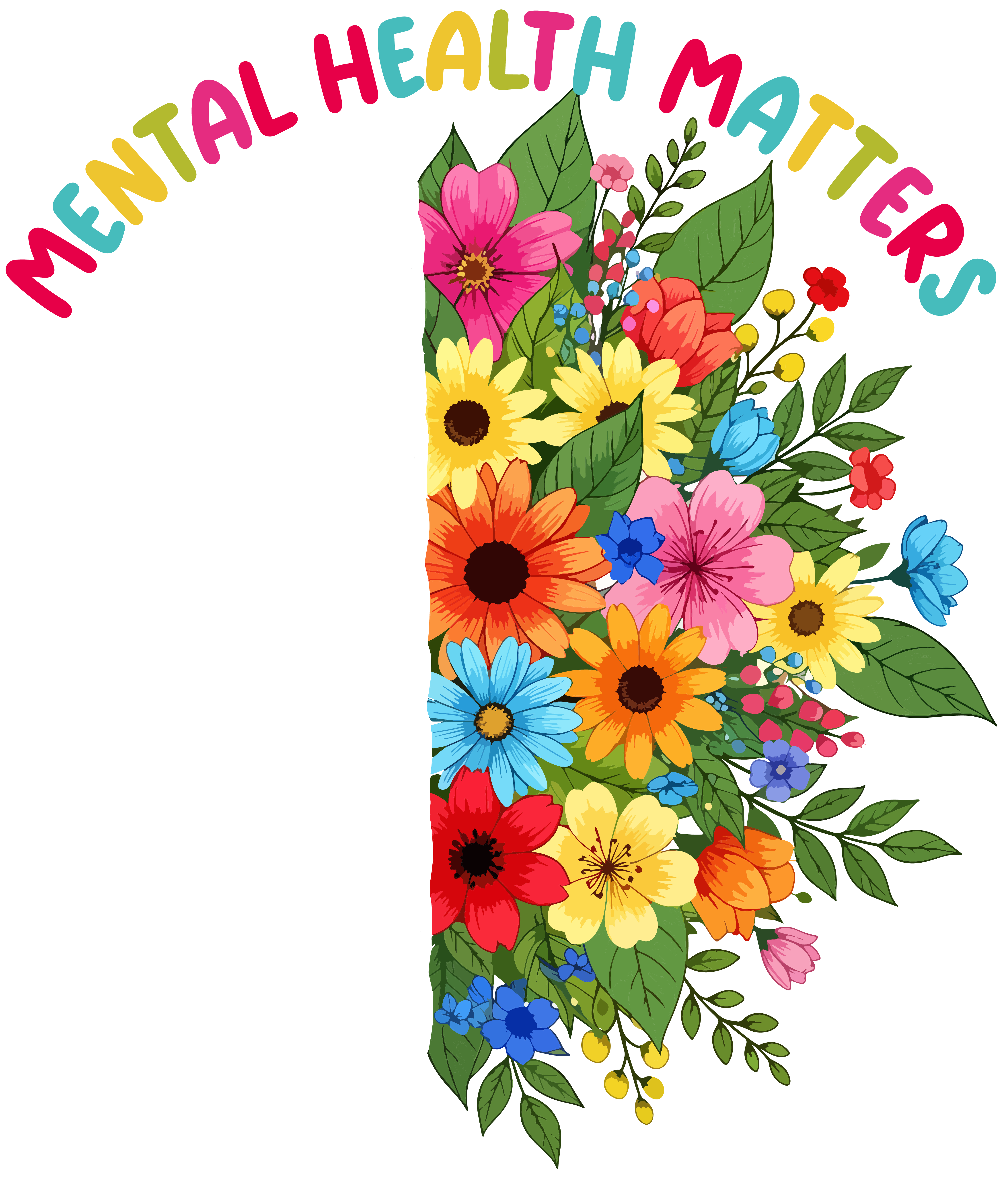 Mental Health Matters Floral Brain DTF Transfer