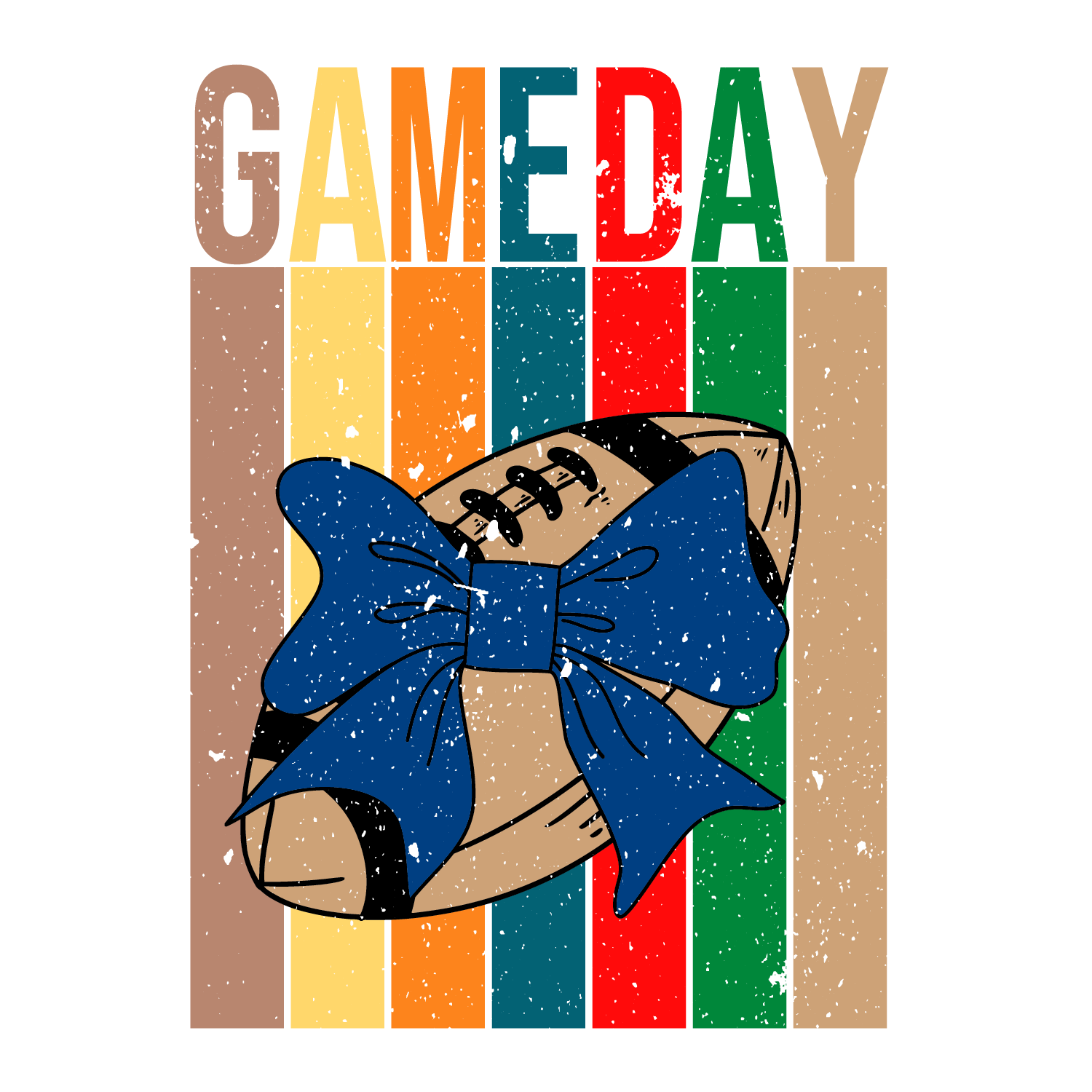 Retro Gameday Football Bow Vintage Team DTF Transfer
