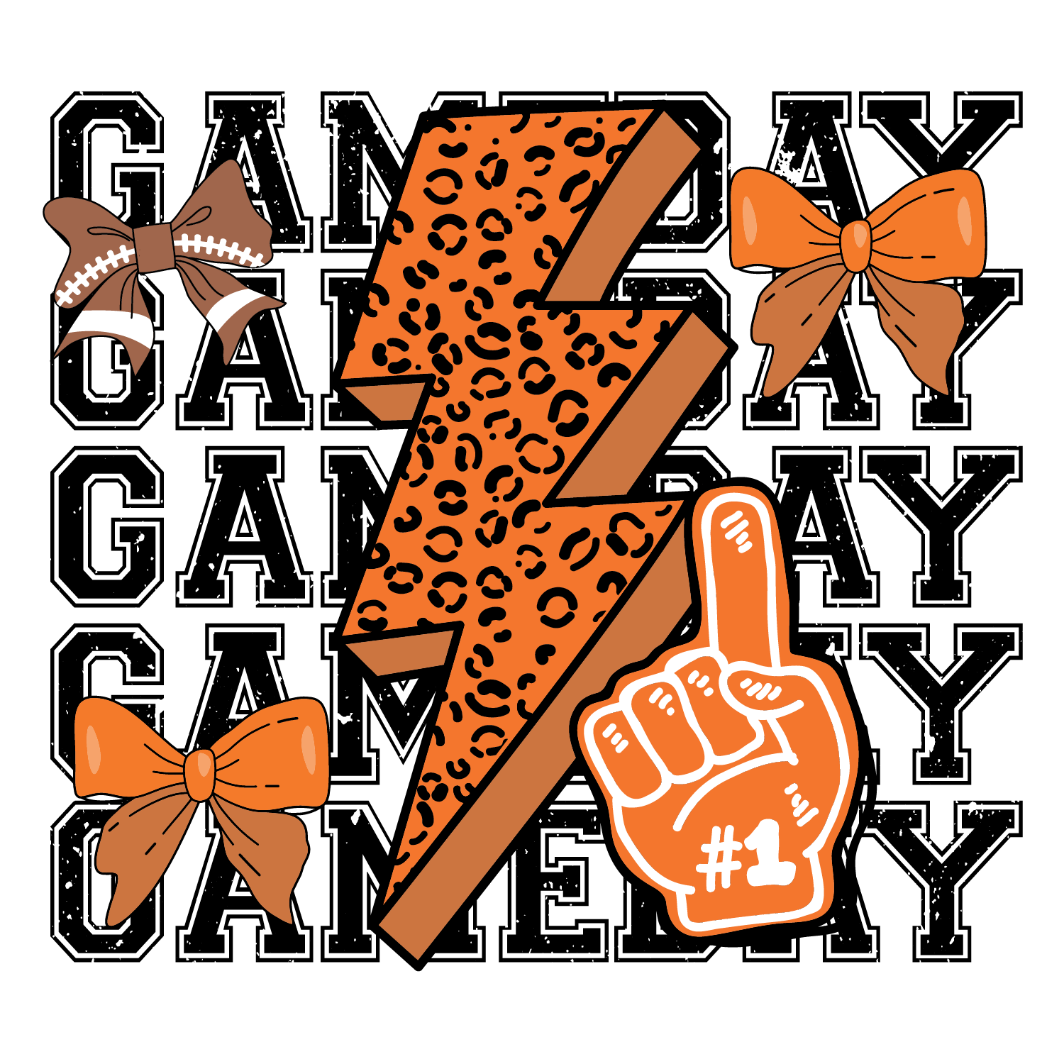 Leopard Lightning Gameday Foam Finger Football DTF Transfer