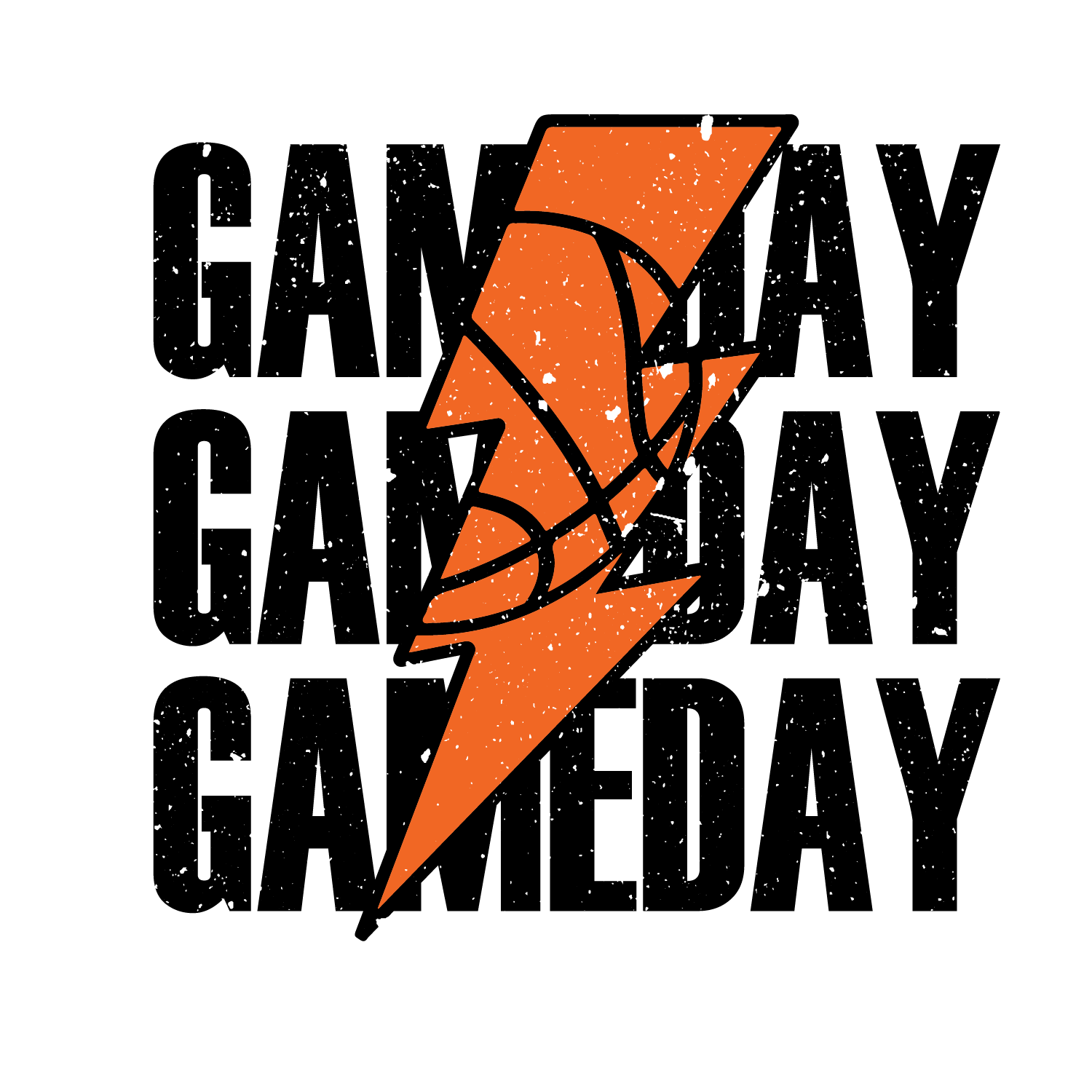 Orange Lightning Gameday DTF Transfer