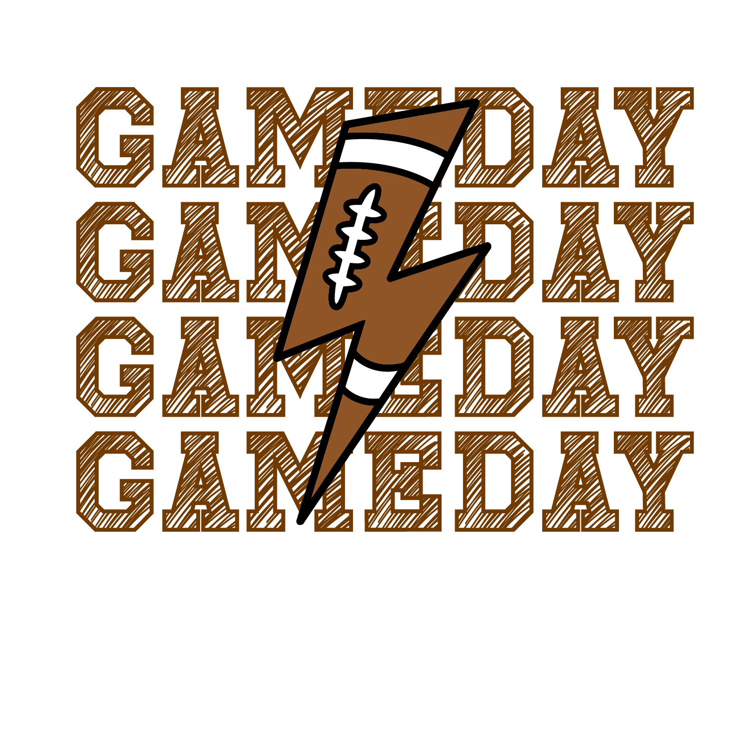 Football Lightning Bolt Gameday Vintage DTF Transfer