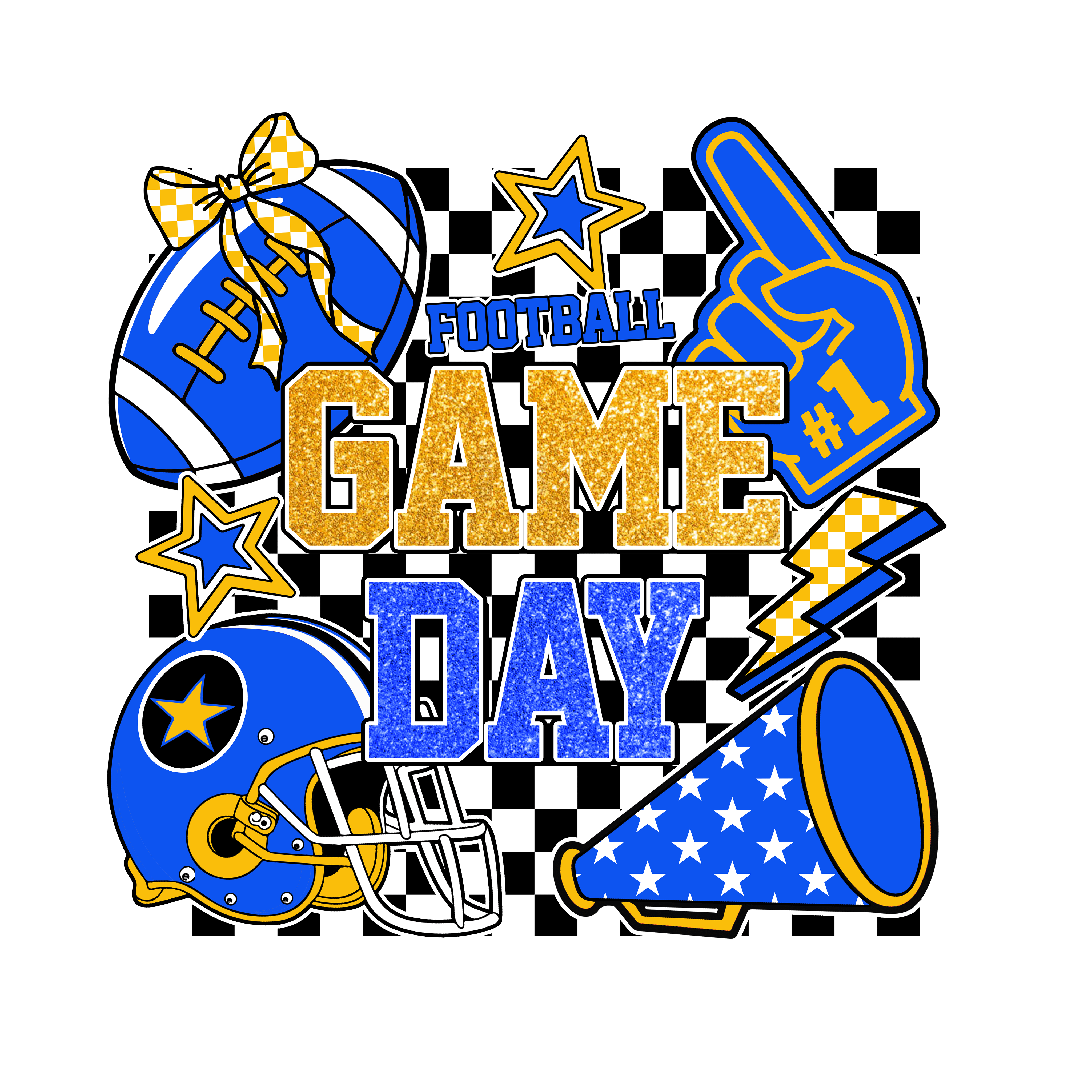 Blue Gold Football Game Day School DTF Transfer