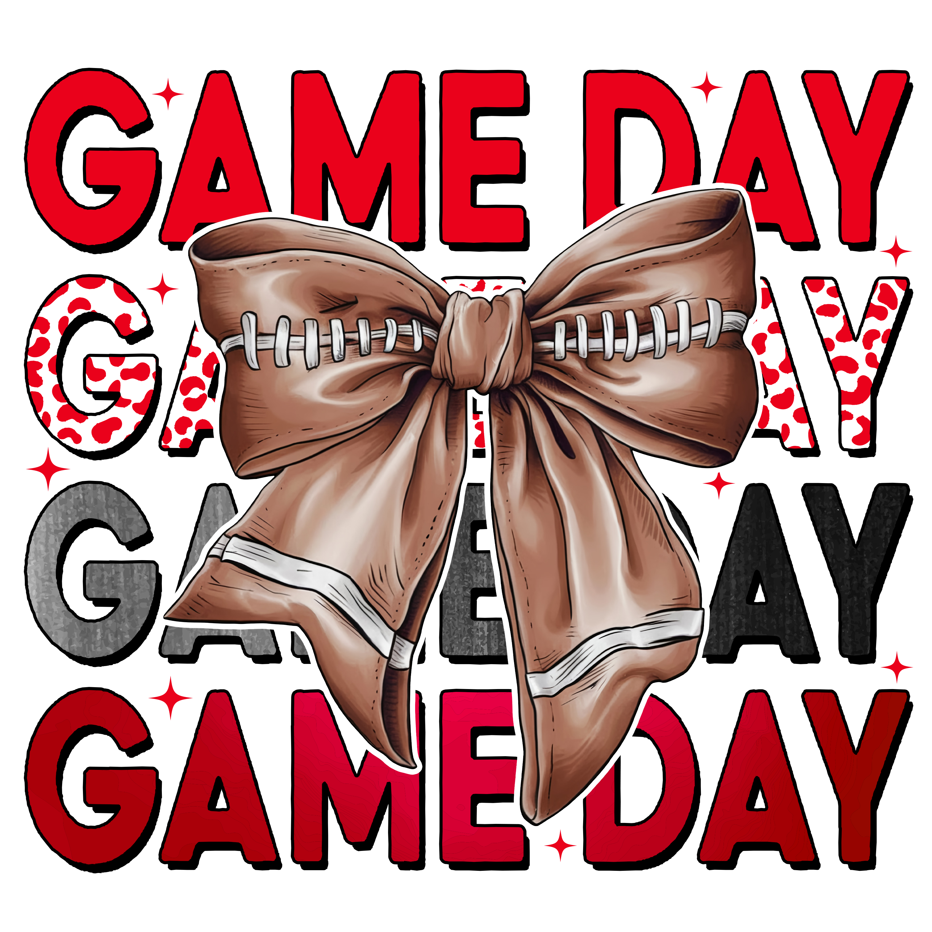 Red Game Day Football Bow DTF Transfer