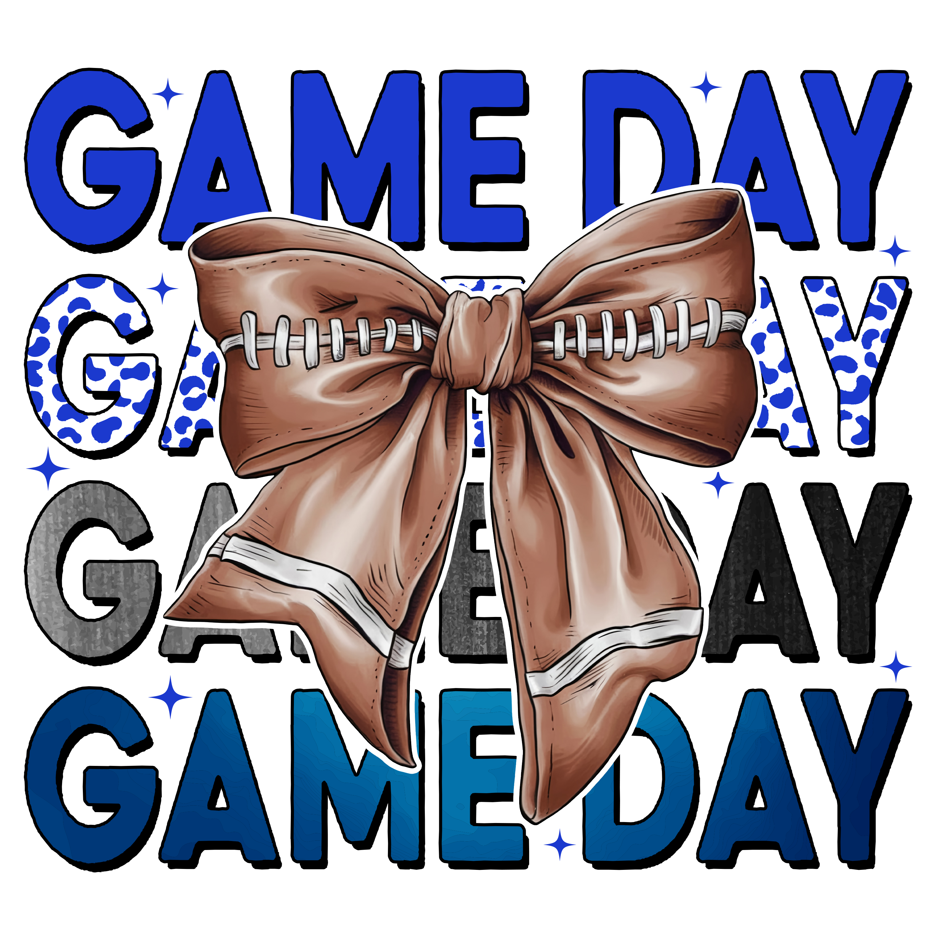 Blue Game Day Football Bow DTF Transfer