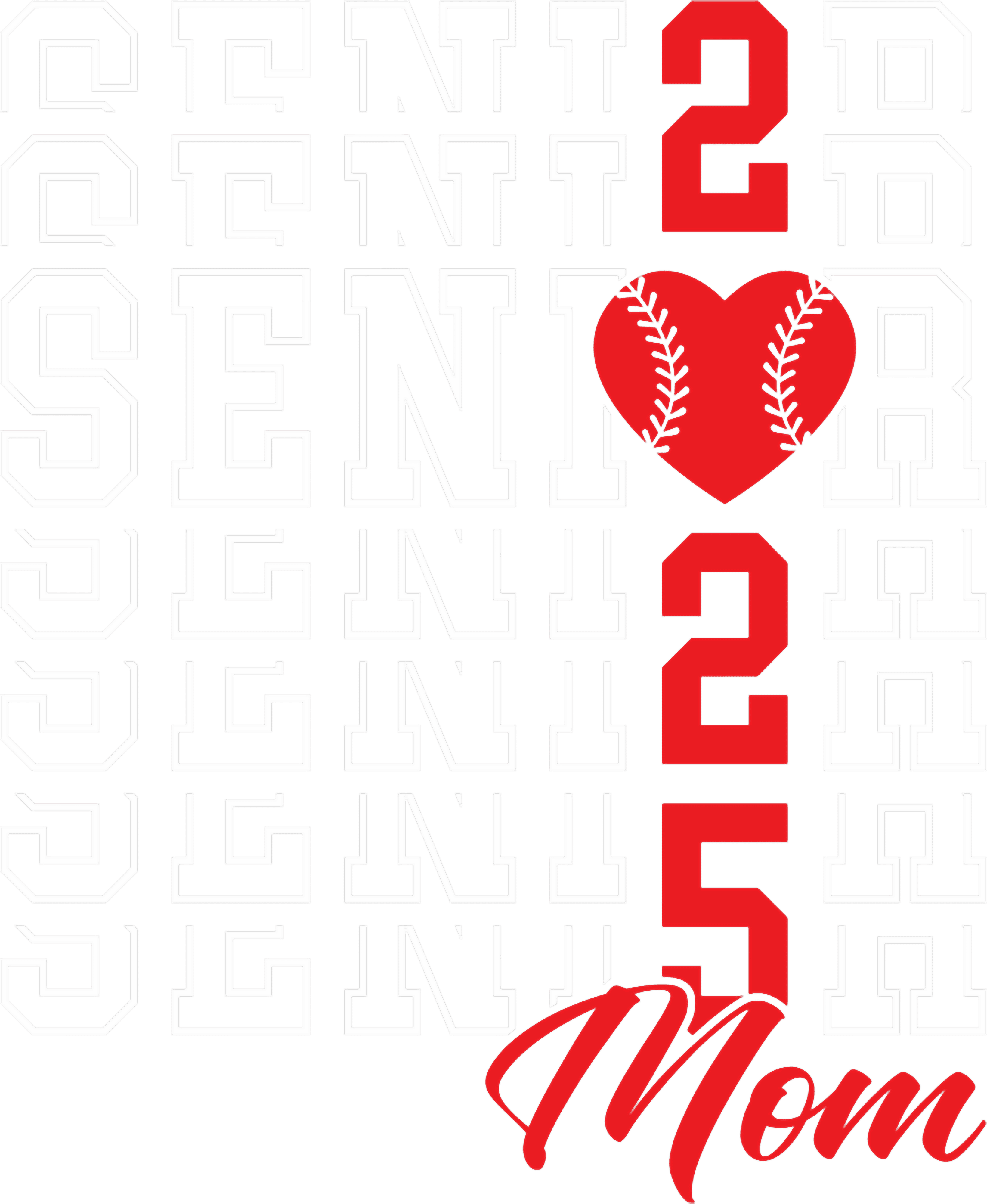Senior 2025 Mom Baseball Heart DTF Transfer