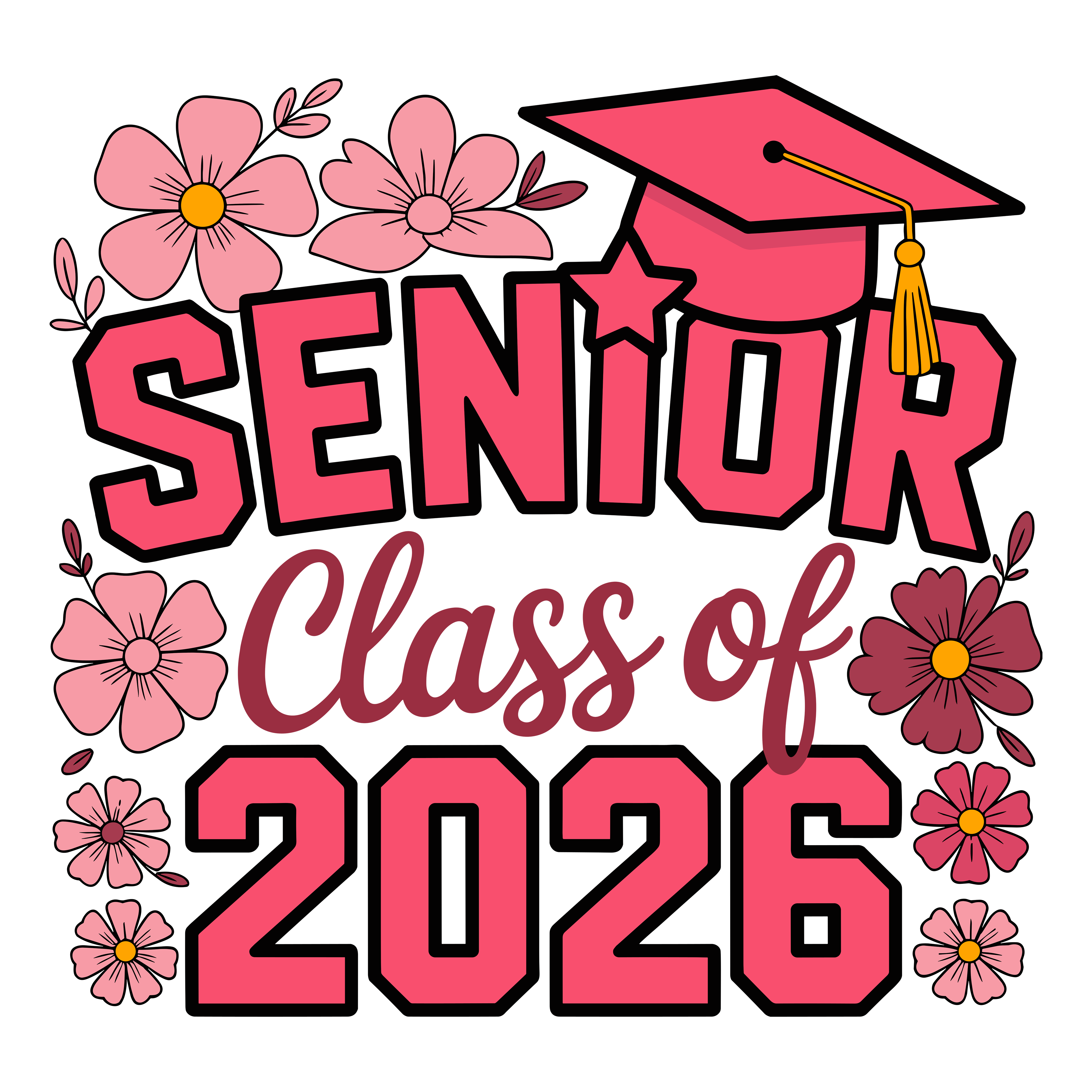 Floral Senior Graduation Class DTF Transfer