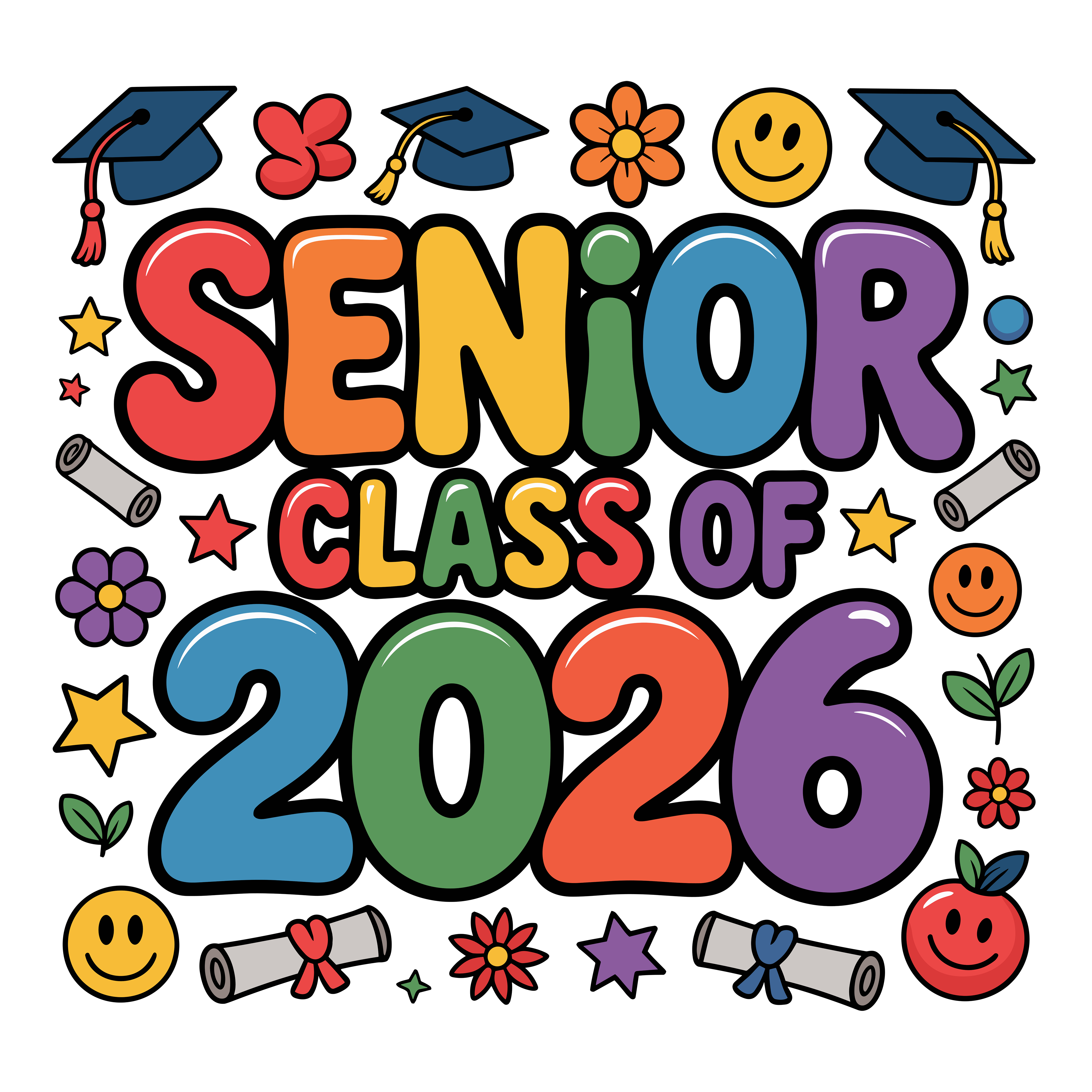 Colorful Senior Graduation Class DTF Transfer