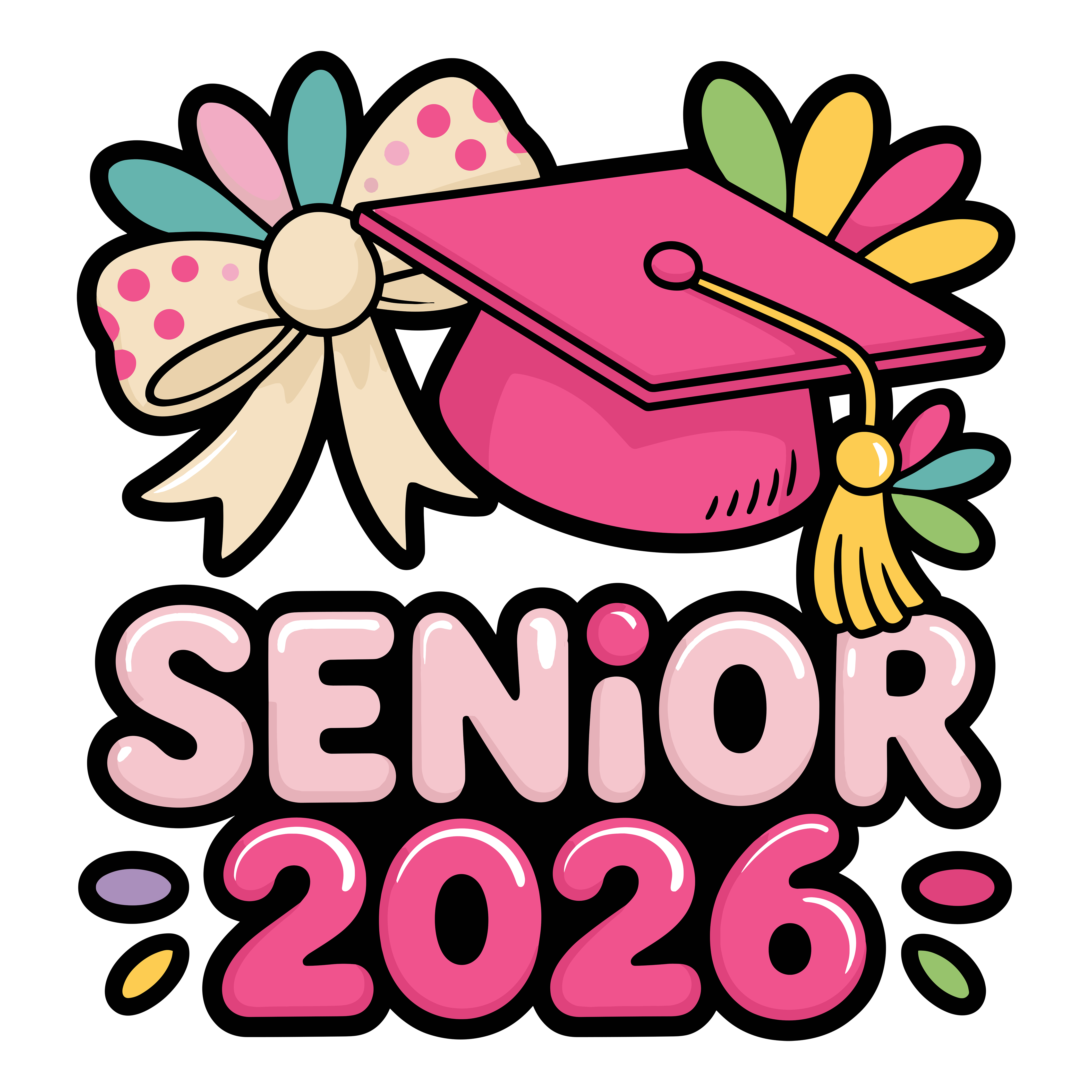 Pink Senior Graduation Cap DTF Transfer