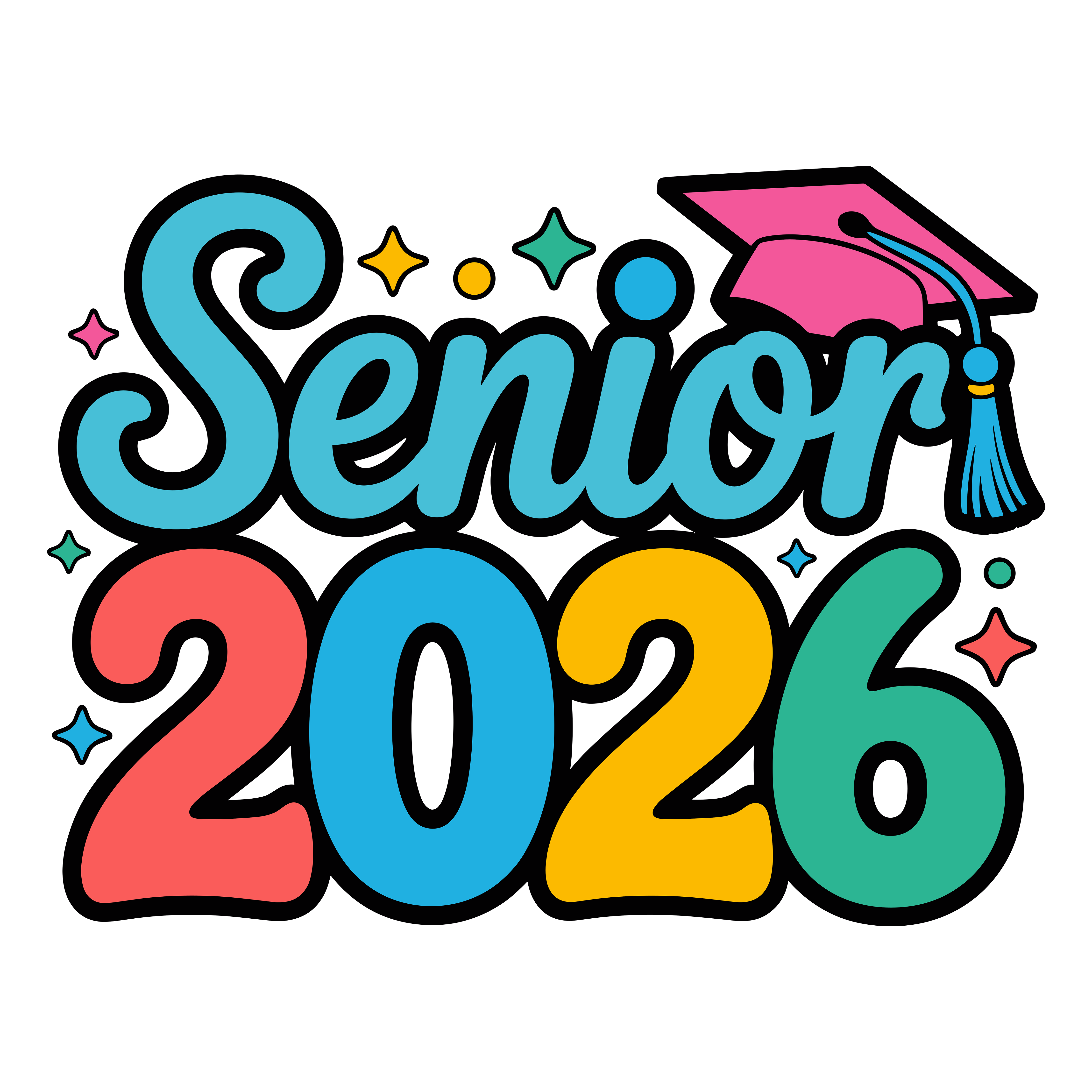 Colorful Senior Graduation Celebration DTF Transfer