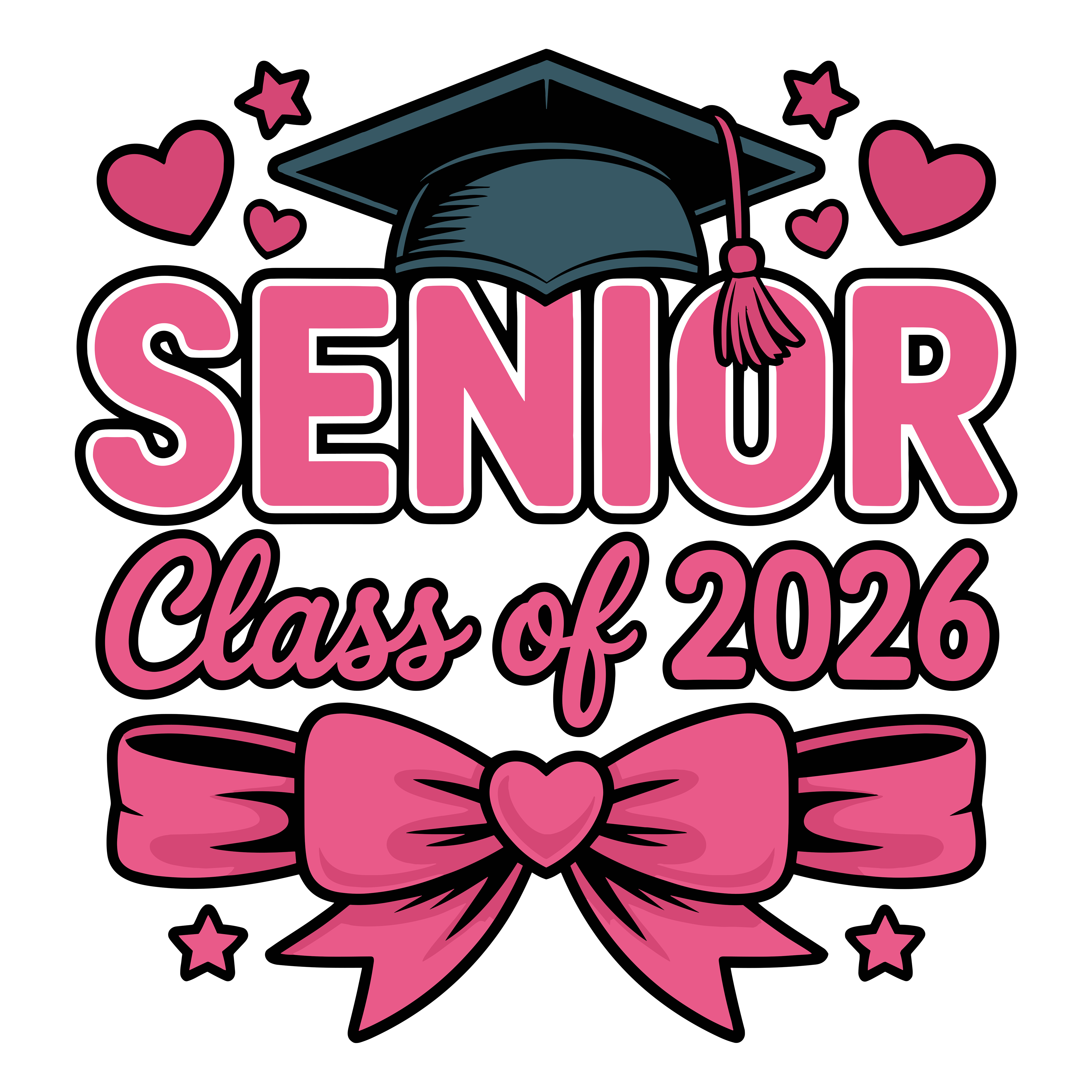 Pink Senior Class Graduation DTF Transfer