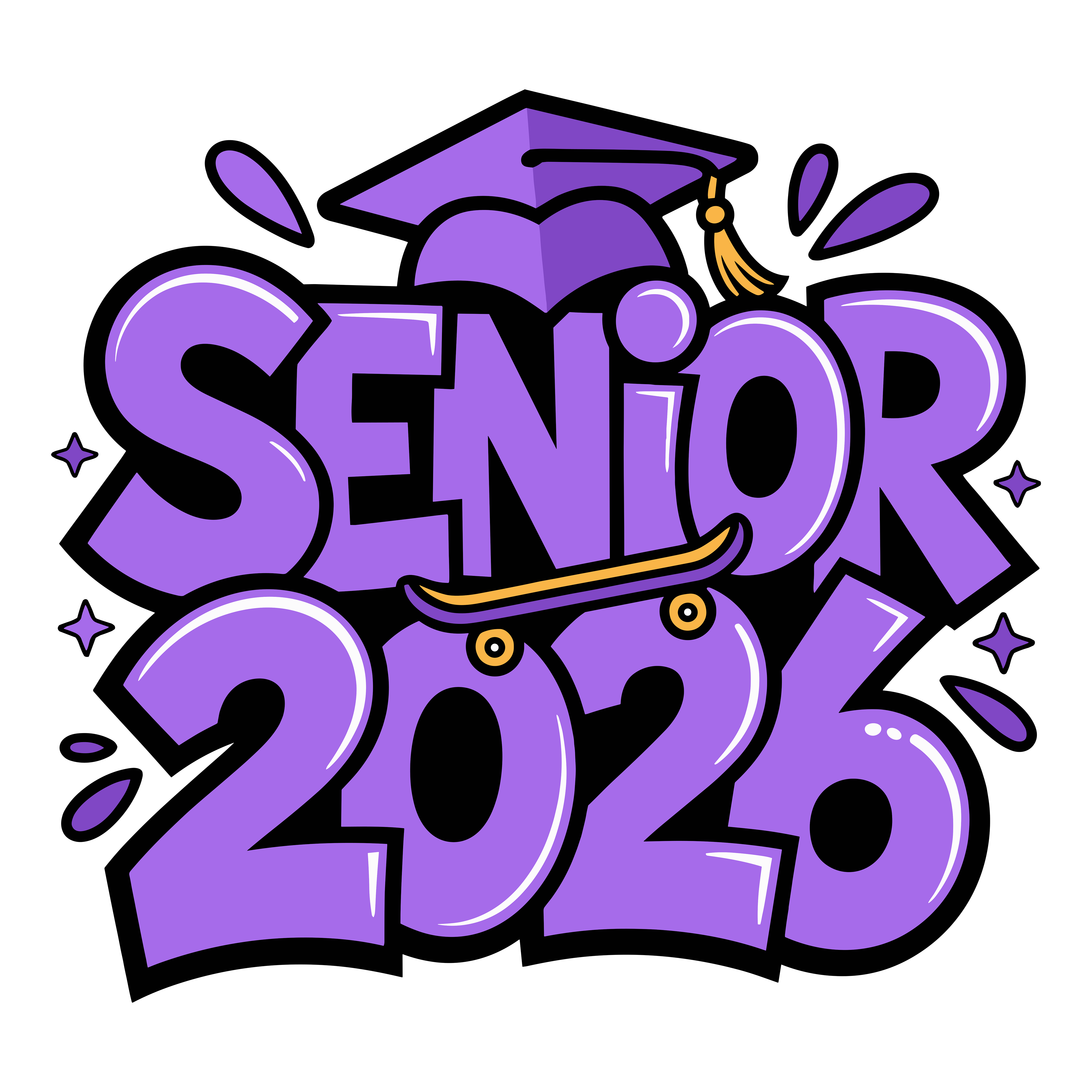Purple Senior Graduation Skateboard DTF Transfer