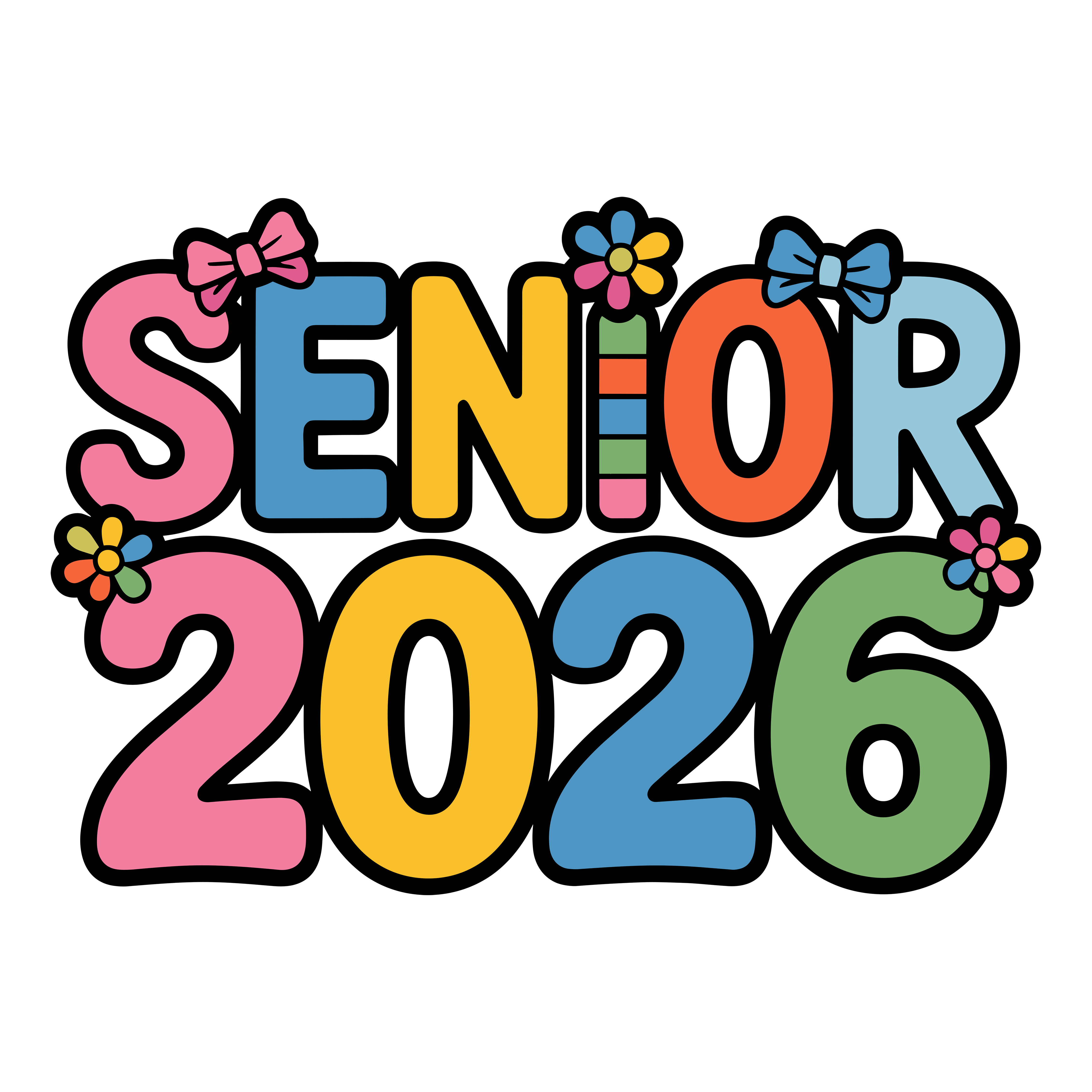 Colorful Senior Graduation Bows DTF Transfer