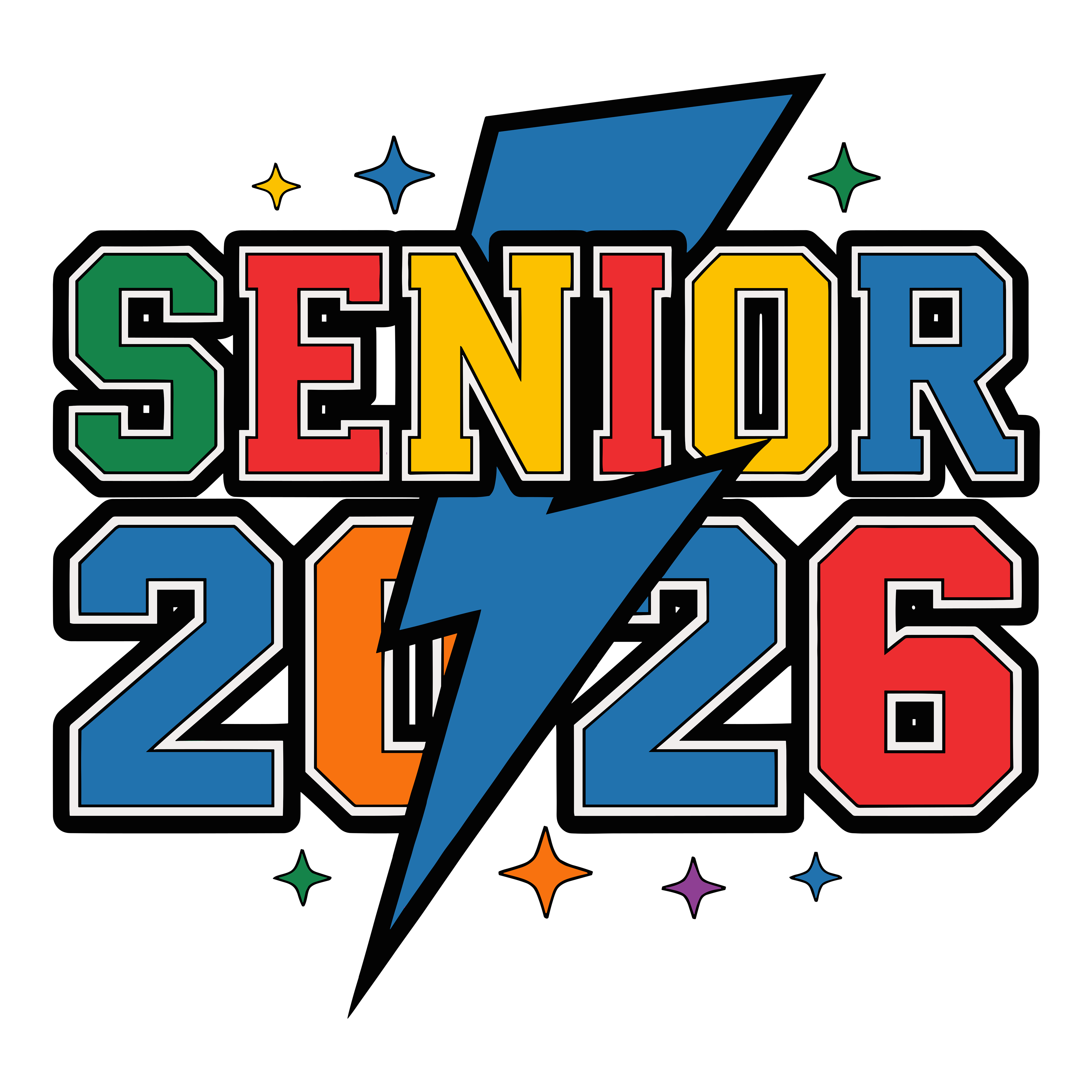 Bold Senior Graduation Lightning DTF Transfer