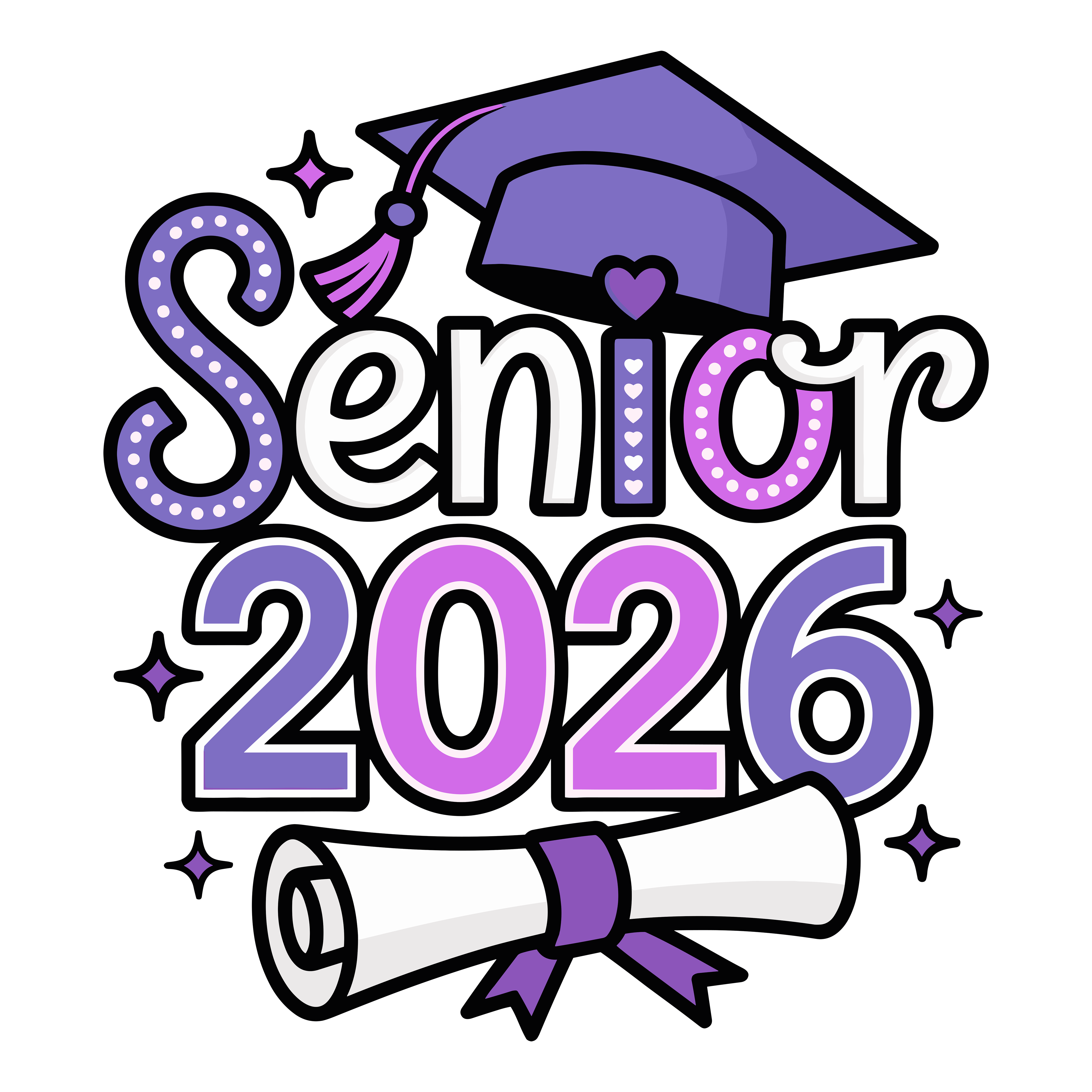 Purple Senior Graduation Diploma DTF Transfer