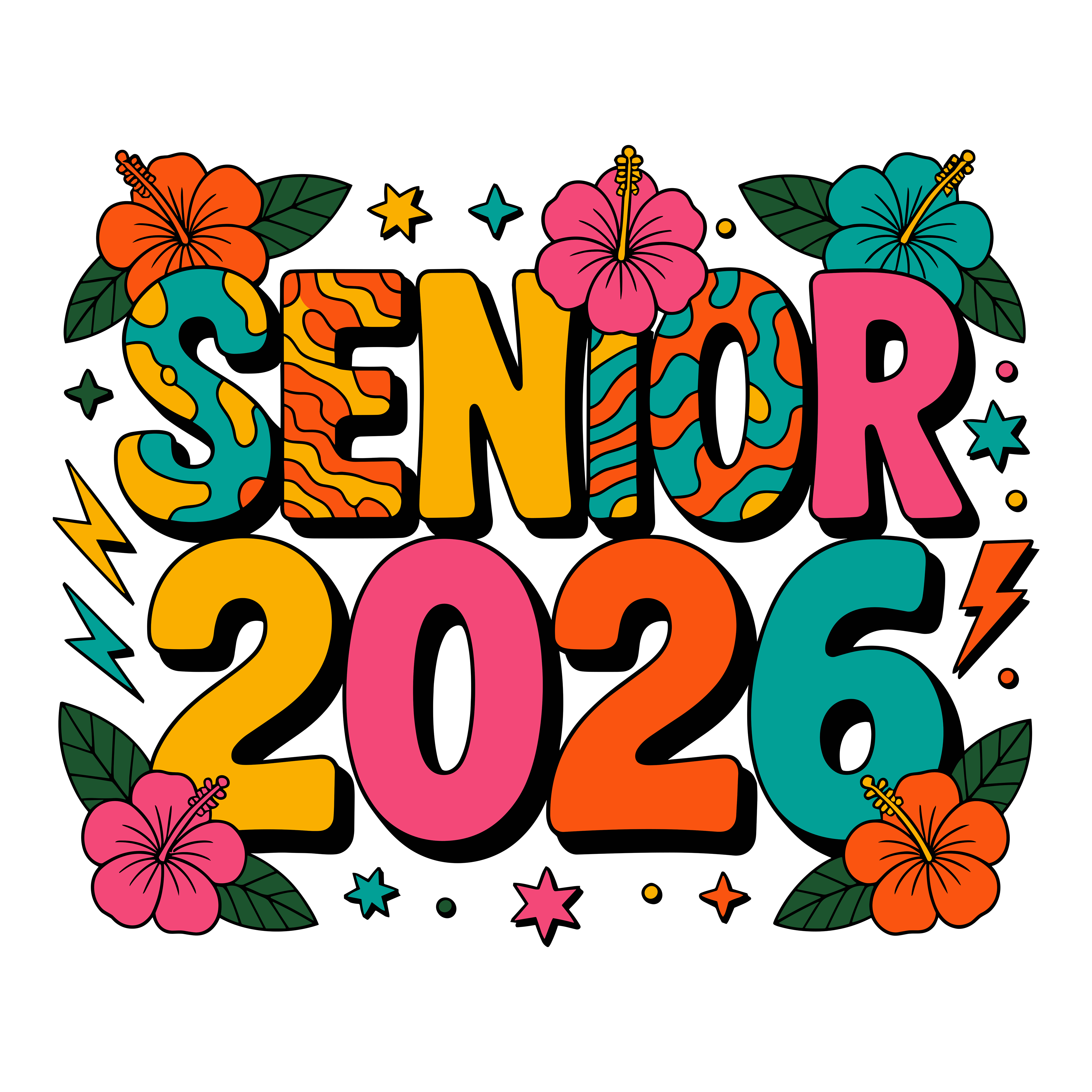 Tropical Floral Senior Graduation DTF Transfer