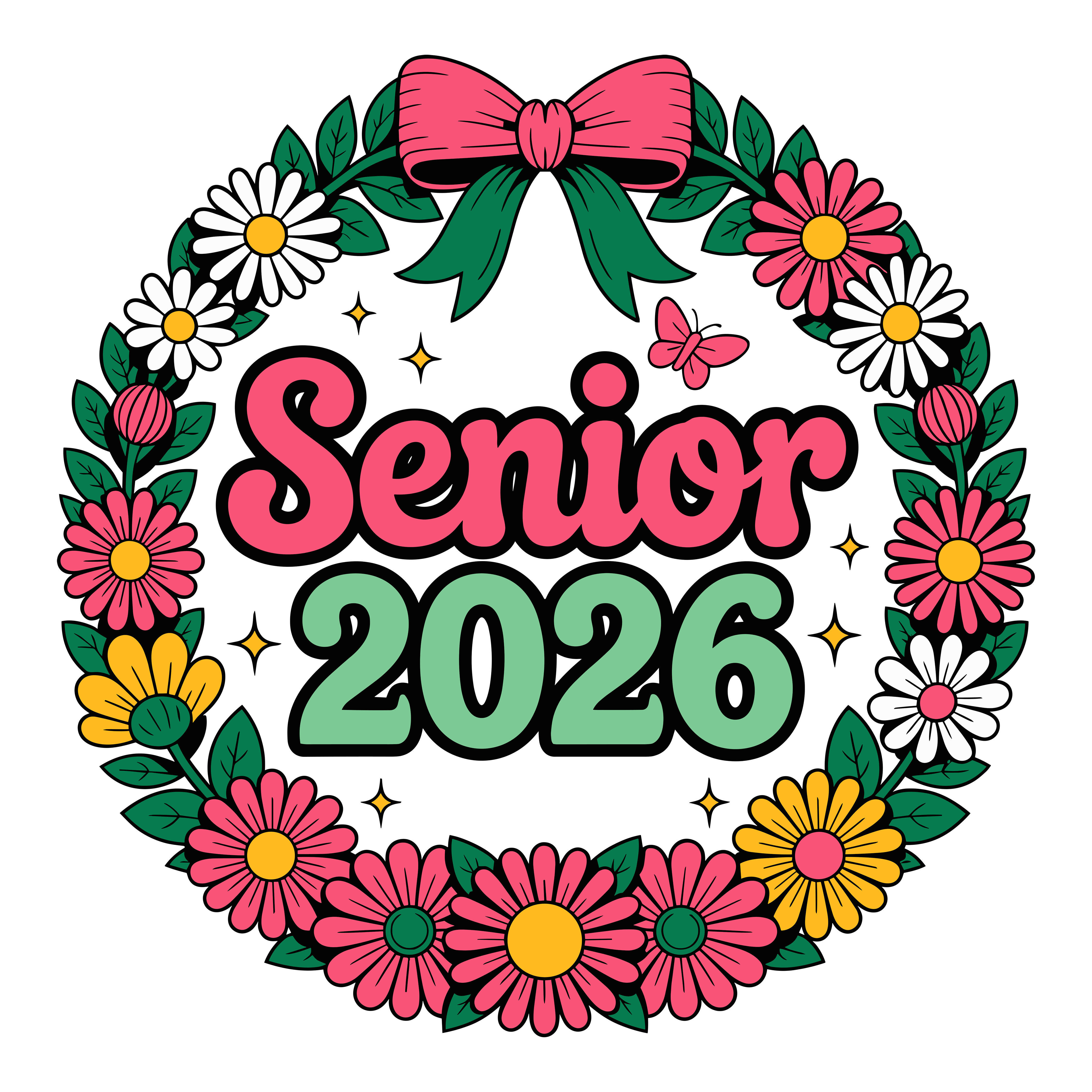 Floral Senior Graduation Wreath DTF Transfer