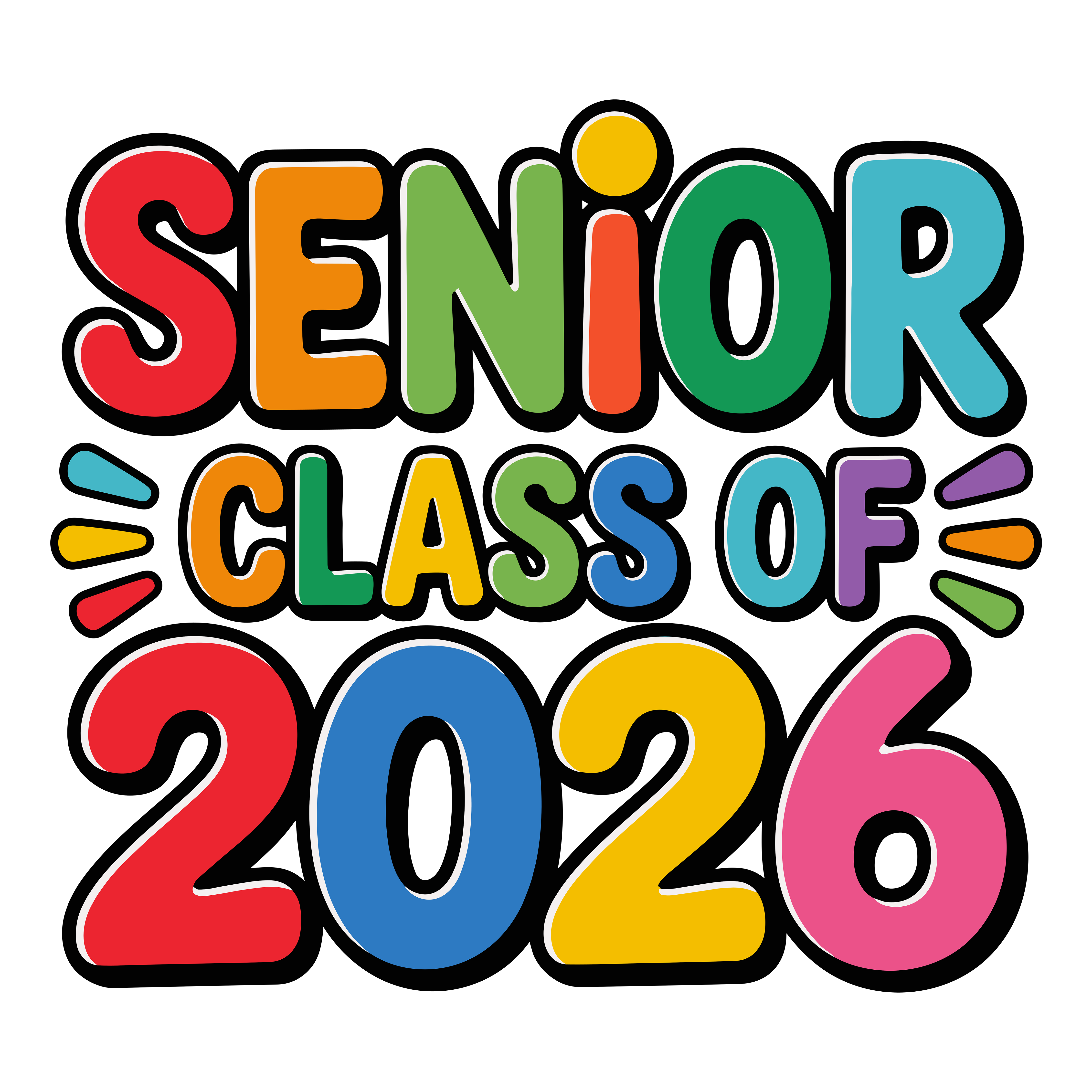 Colorful Senior Class Graduation DTF Transfer