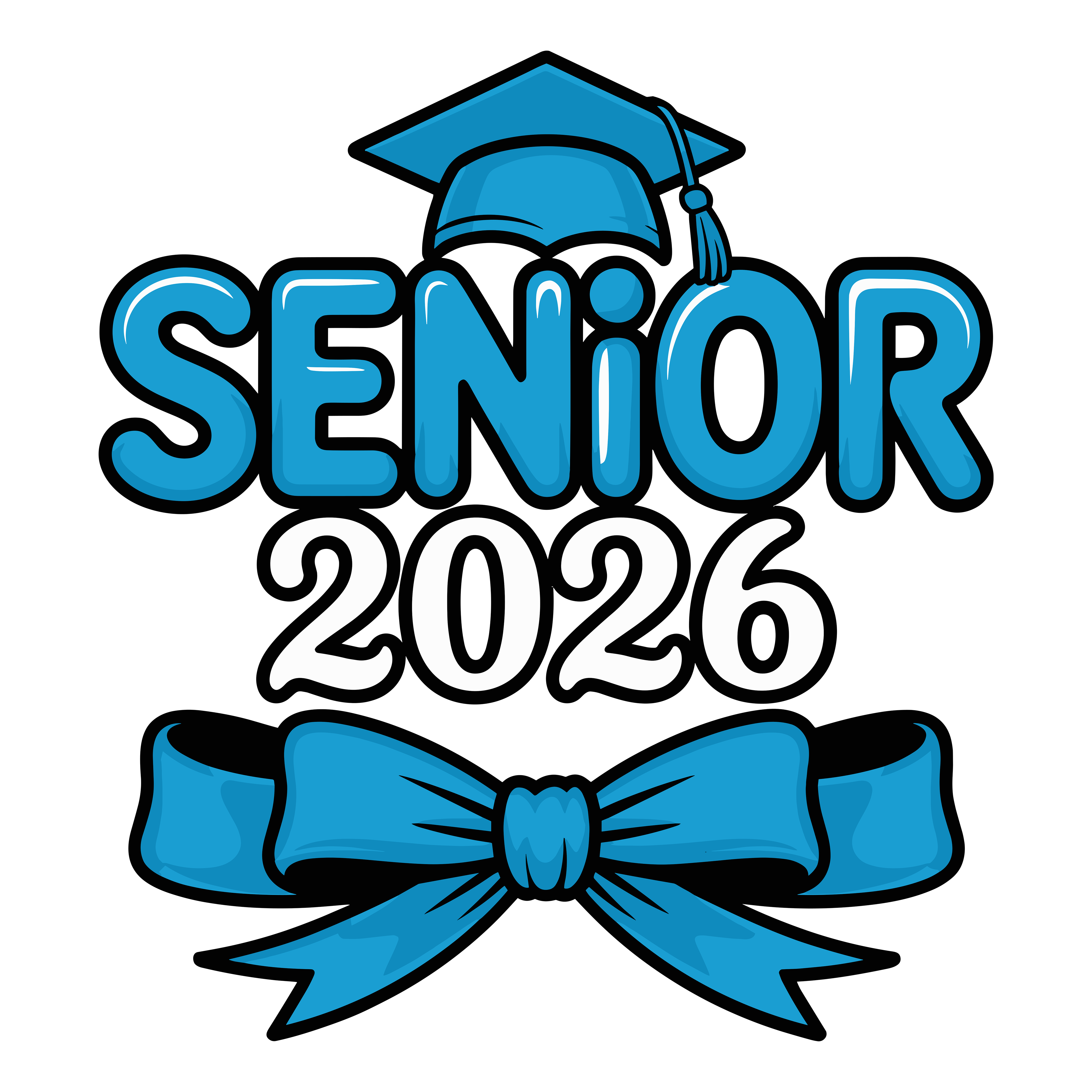 Blue Senior Graduation Bow DTF Transfer