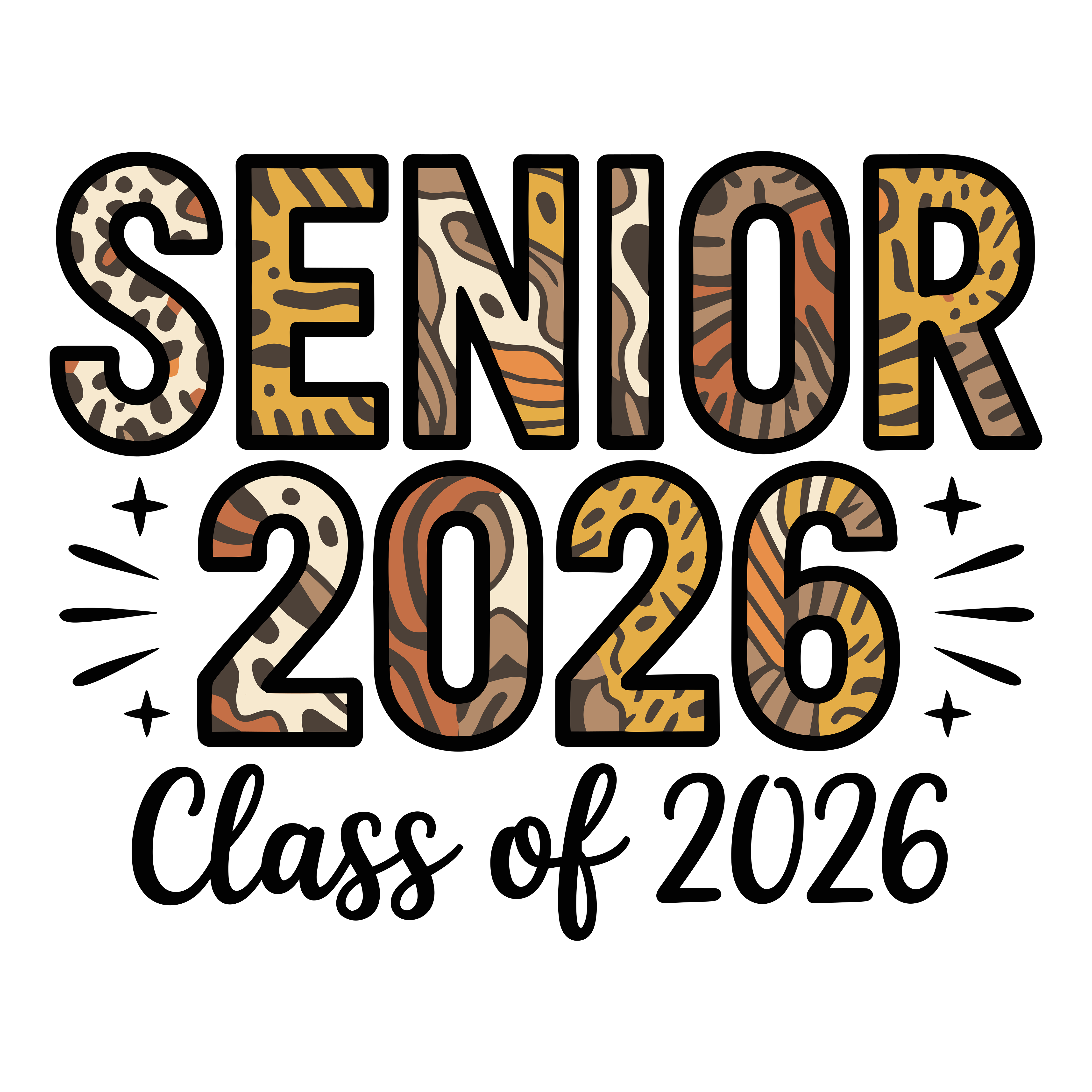 Animal Print Senior Graduation DTF Transfer